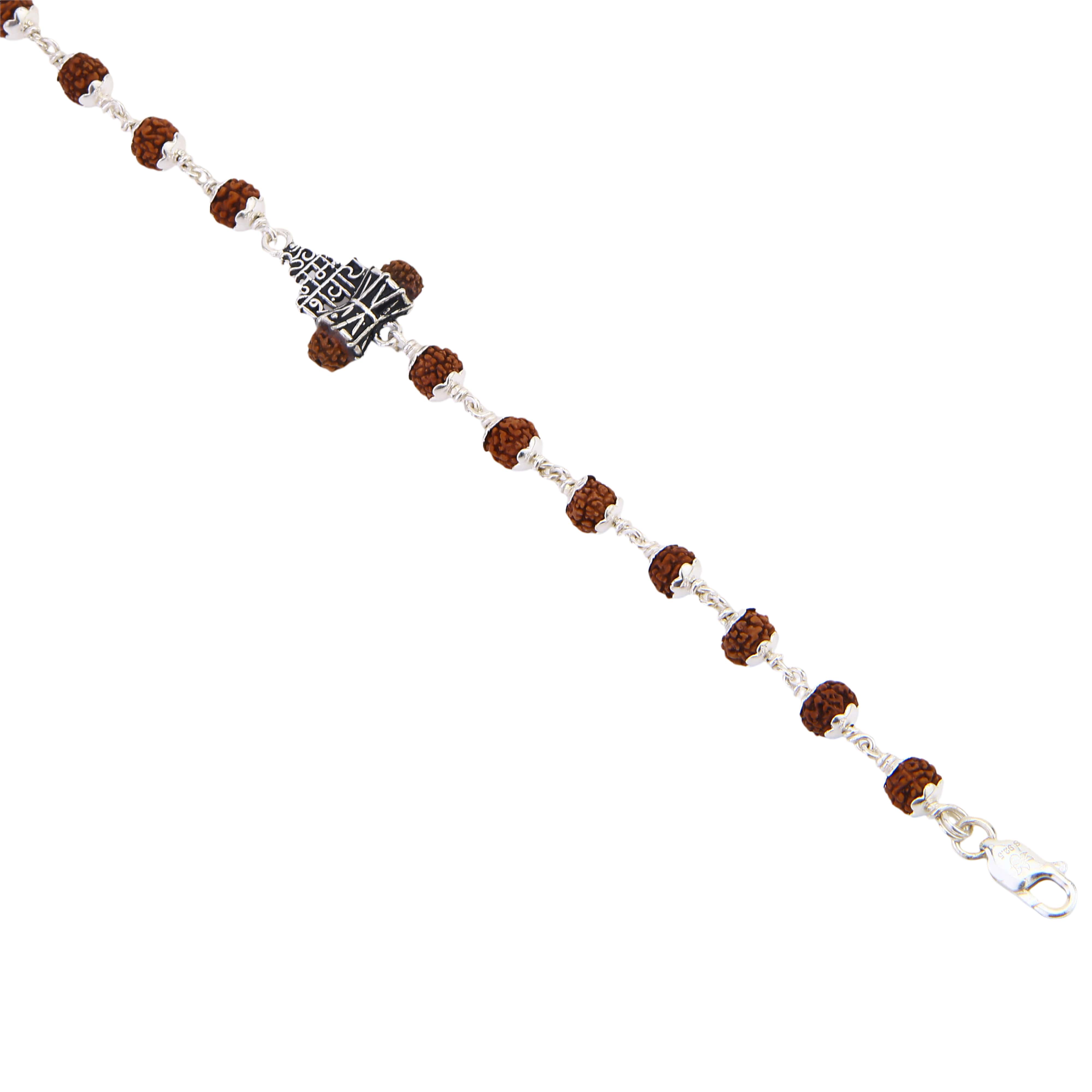 Om Namah Shivay Rudraksha Silver Mala