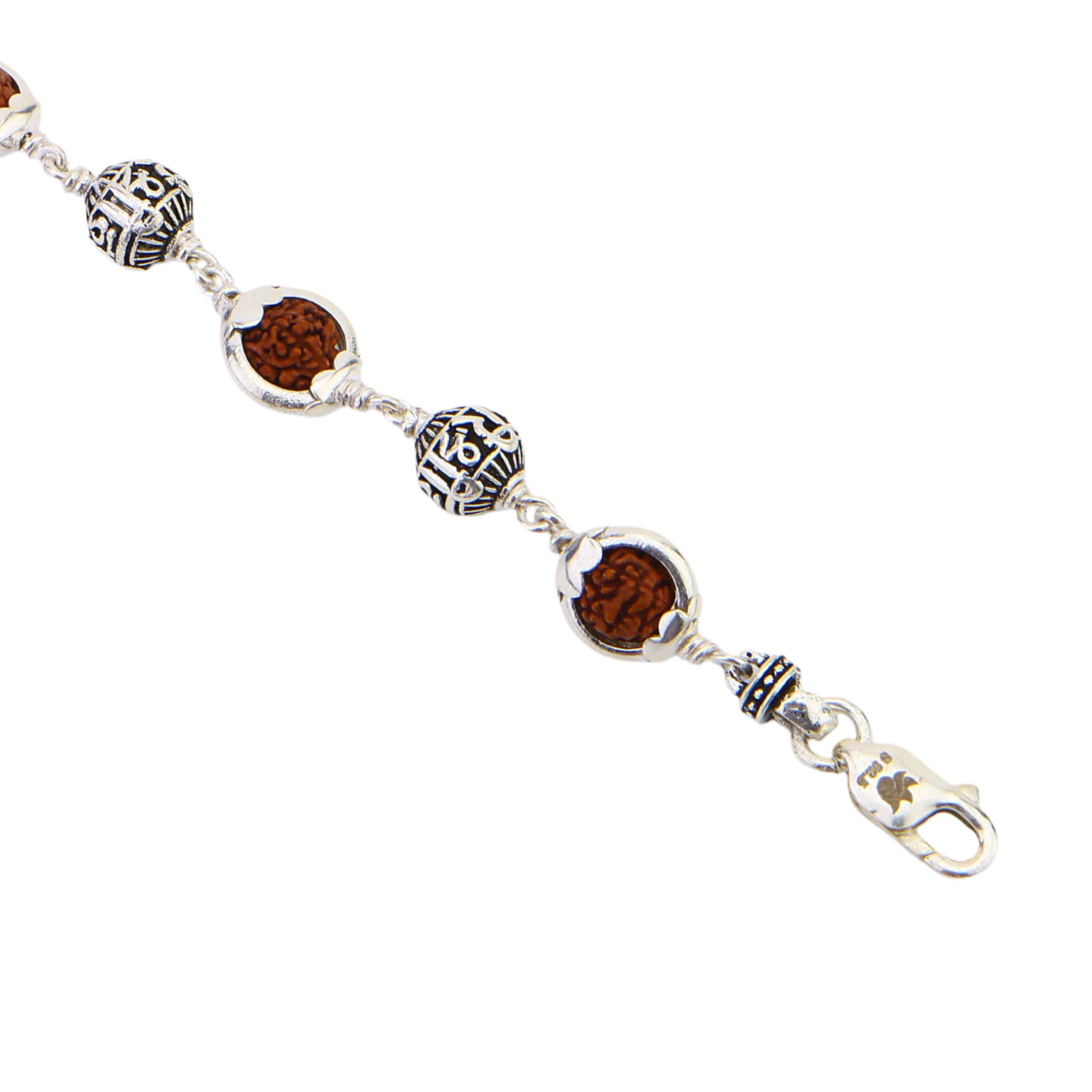 Rudraksha Capping Silver Shree Hari Silver Bracelet