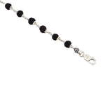 Black Rudraksha Bracelet with Silver Beads (8–9 MM)