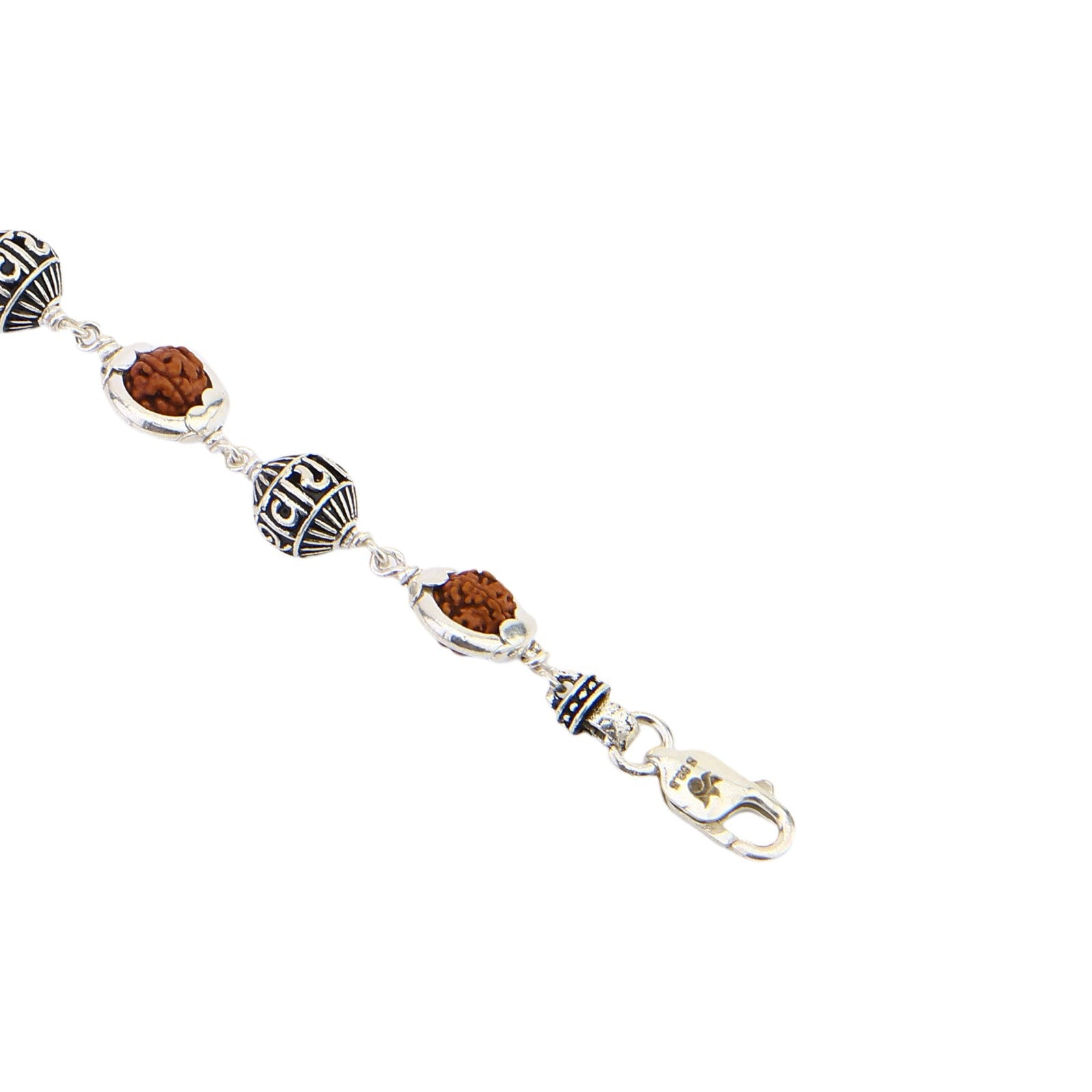 Rudraksha Capping Silver Om Namah Shivaya Silver Bracelet