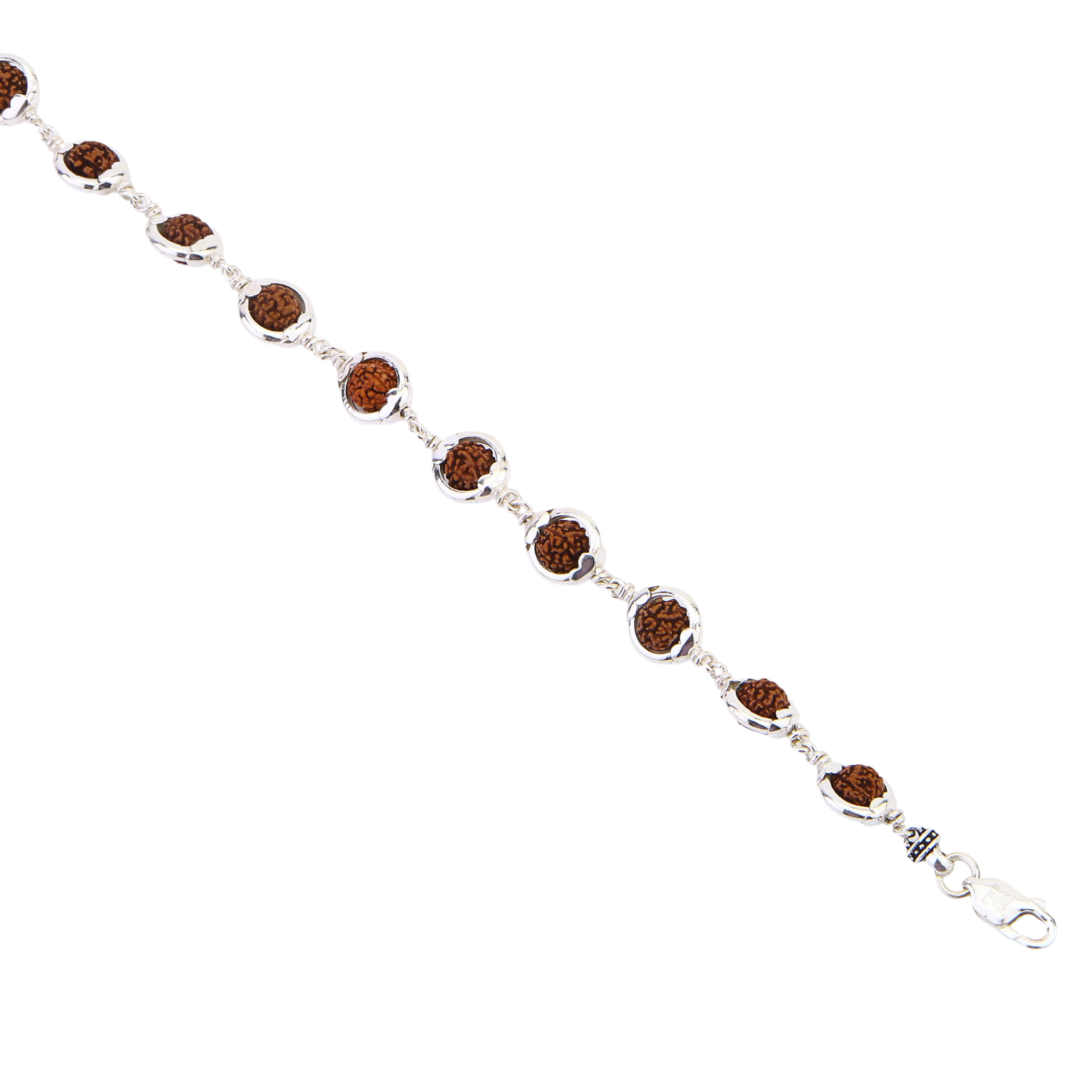 Rudraksha Capping Silver Bracelet