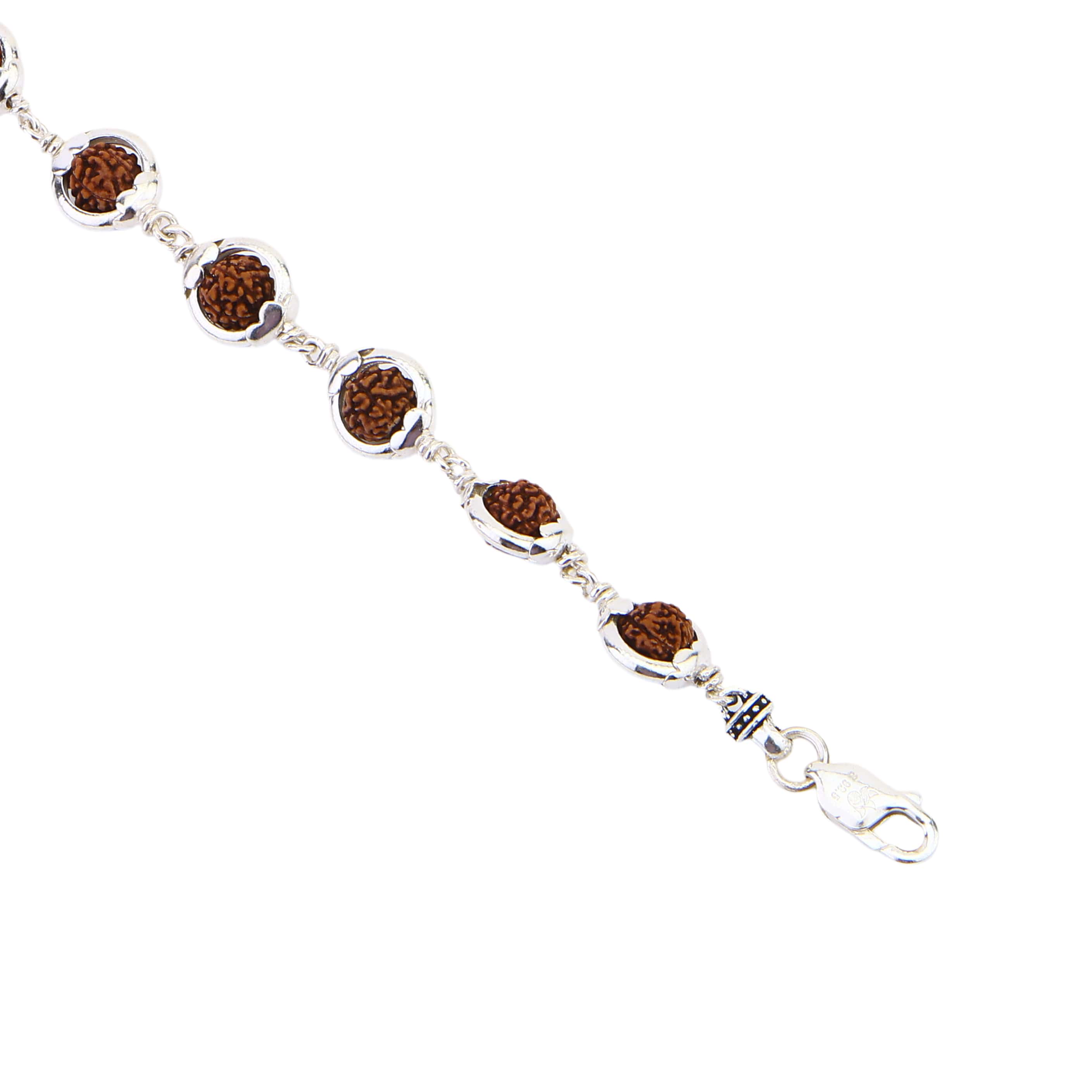 Rudraksha Capping Silver Bracelet