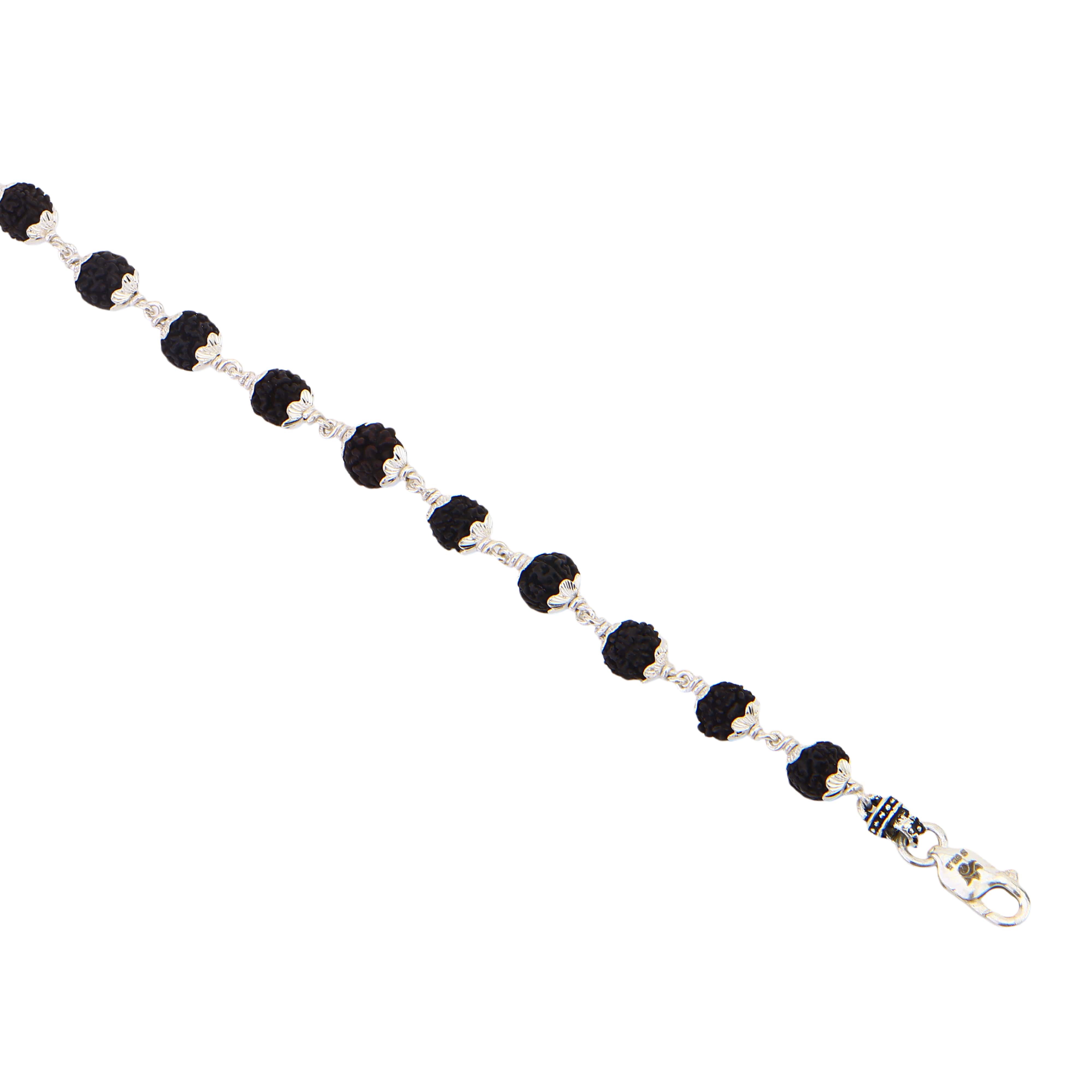 Premium Black Rudraksha Silver Bracelet