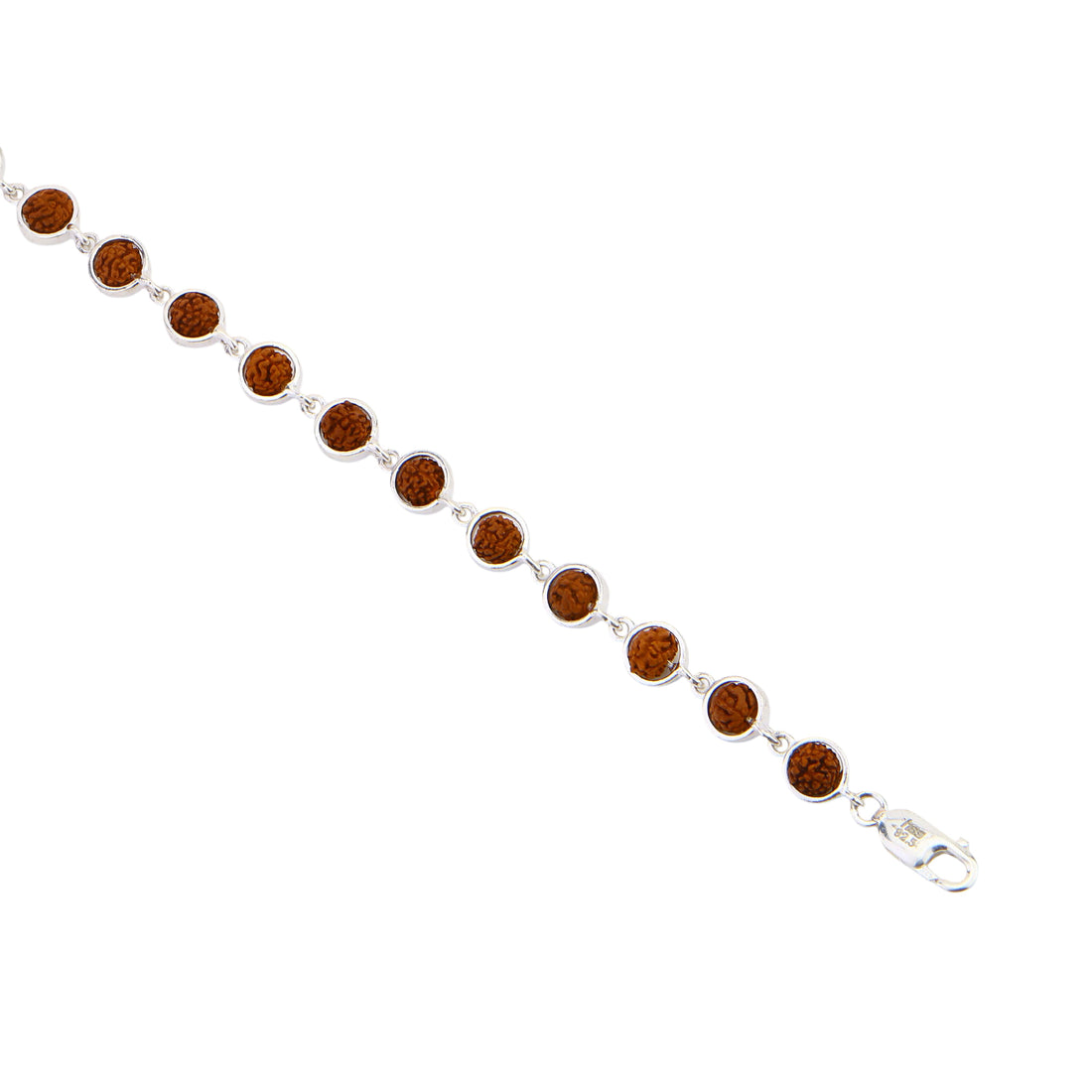 Rudraksha Silver Round Frame Bracelet