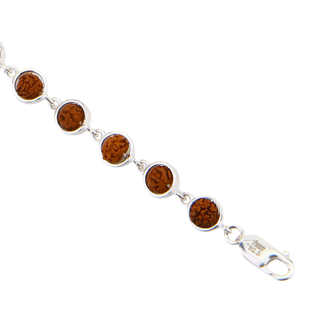 Rudraksha Silver Round Frame Bracelet