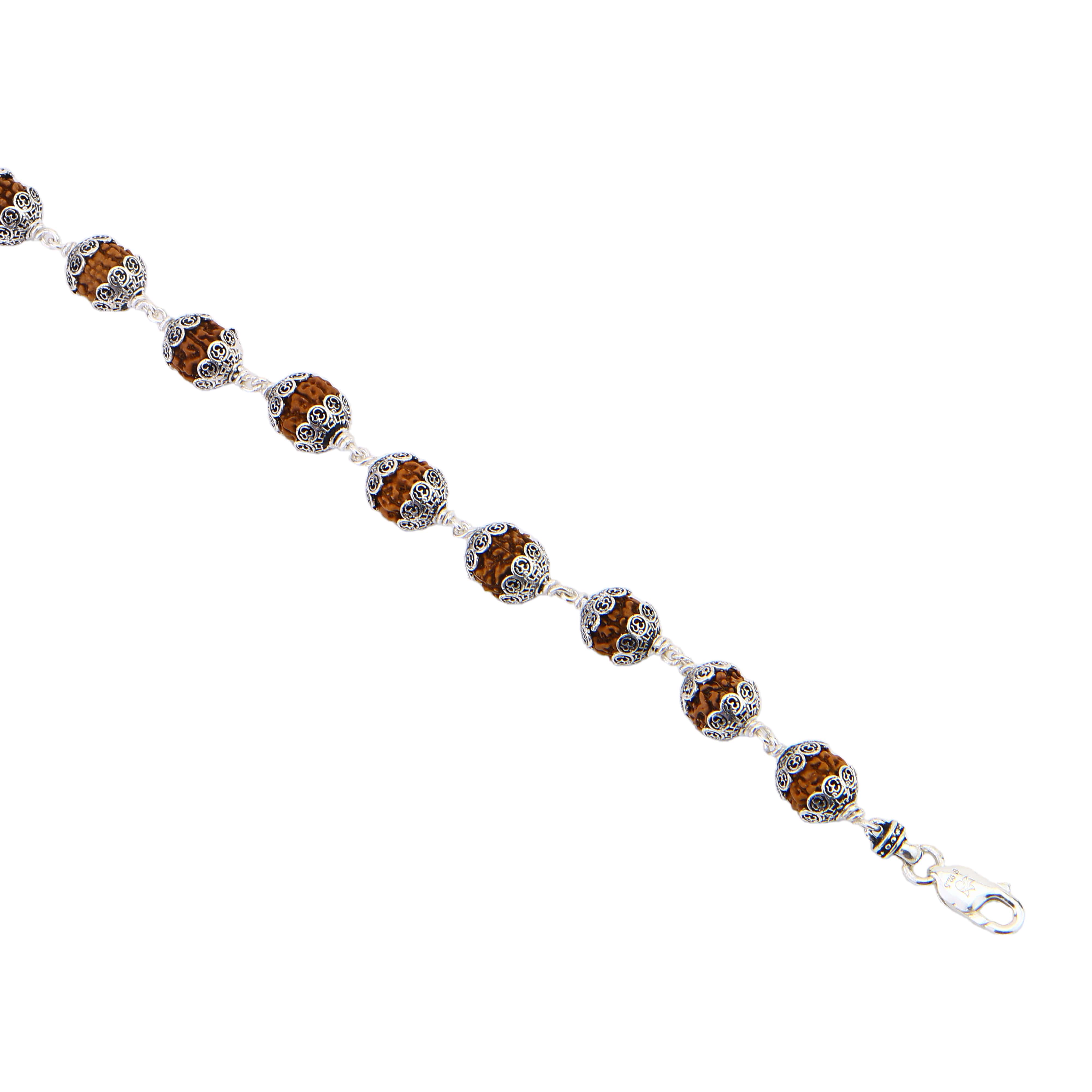 Rudraksha With Om Cap Silver Bracelet