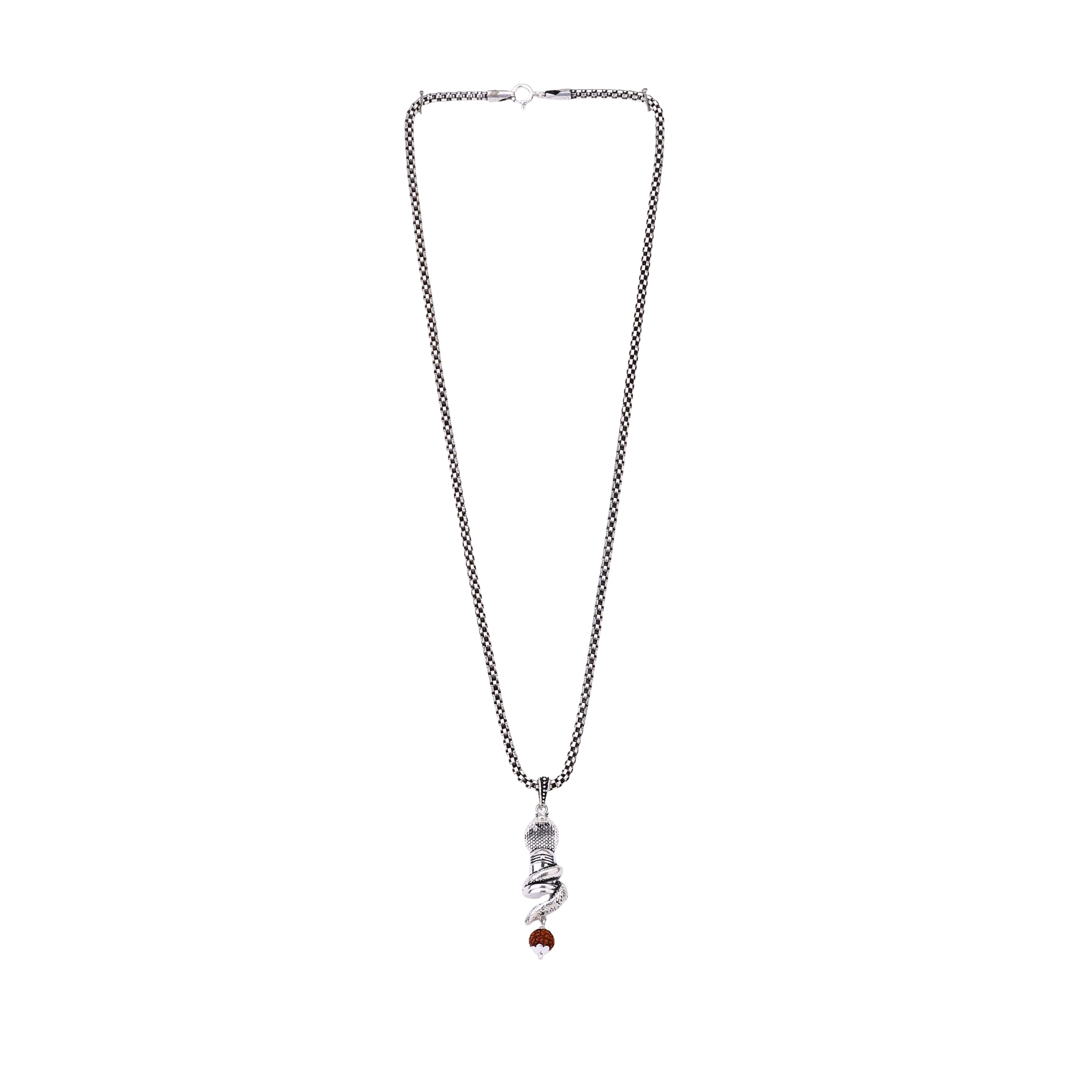 Sheshnag Shivling Rudraksha Silver Pendant