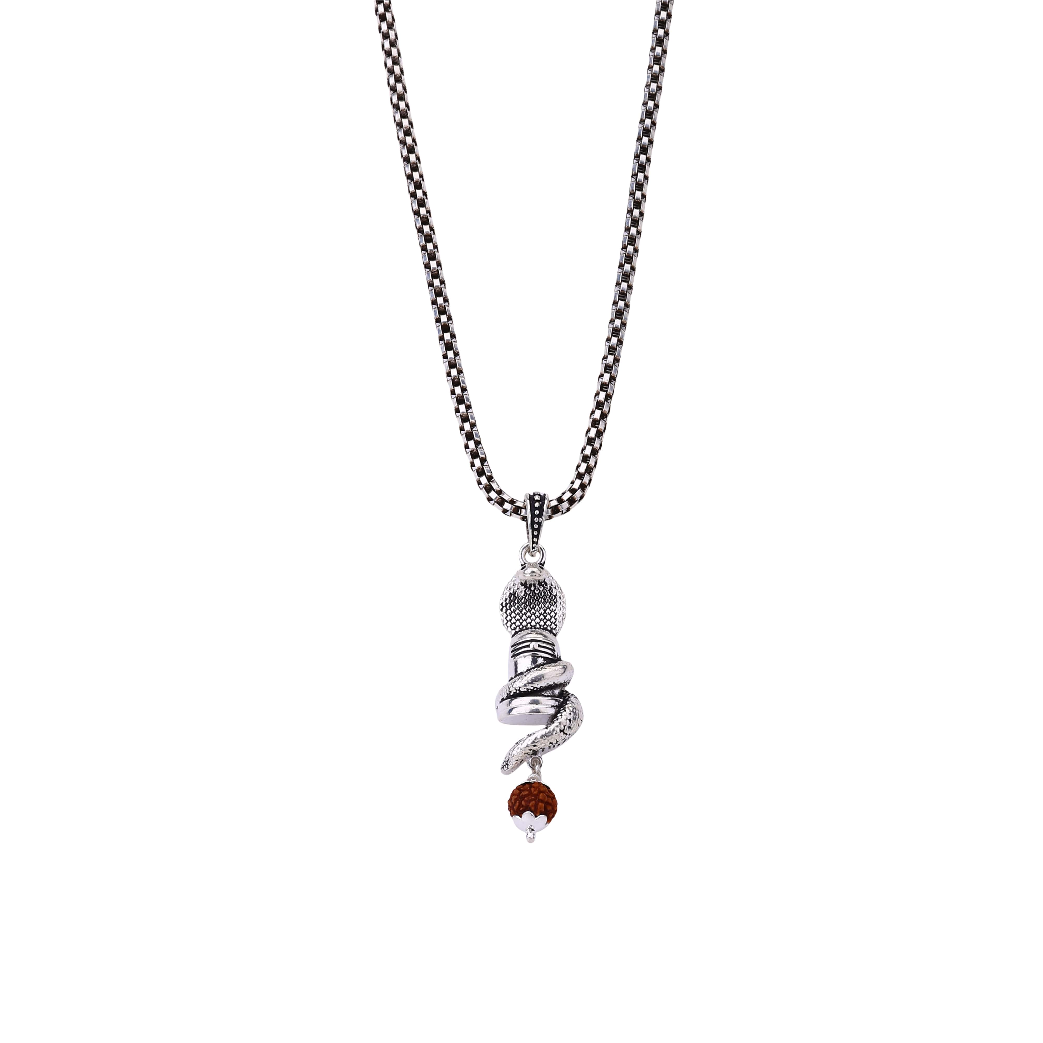 Sheshnag Shivling Rudraksha Silver Pendant