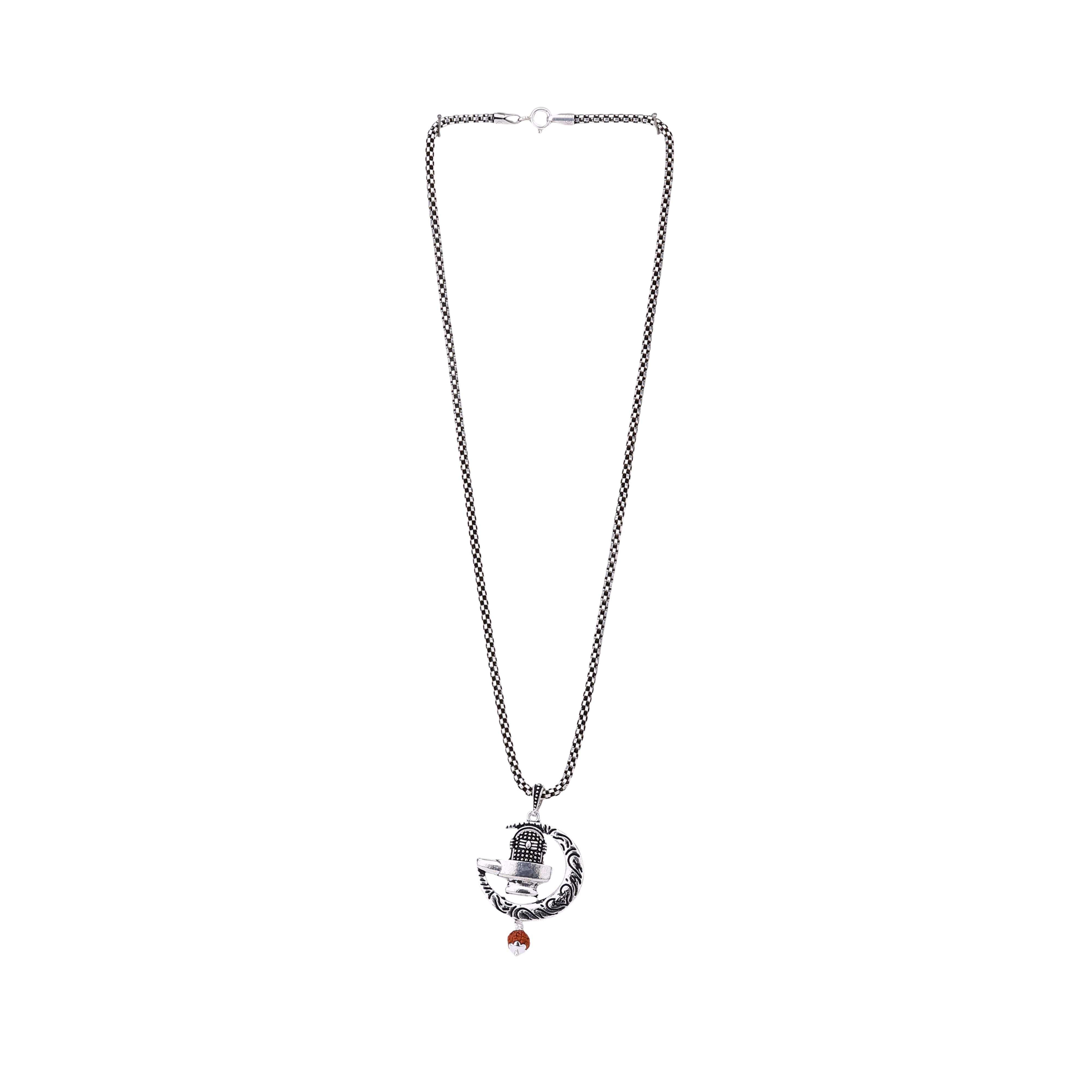 Authentic Shiva Trishul Rudraksha Silver Pendant