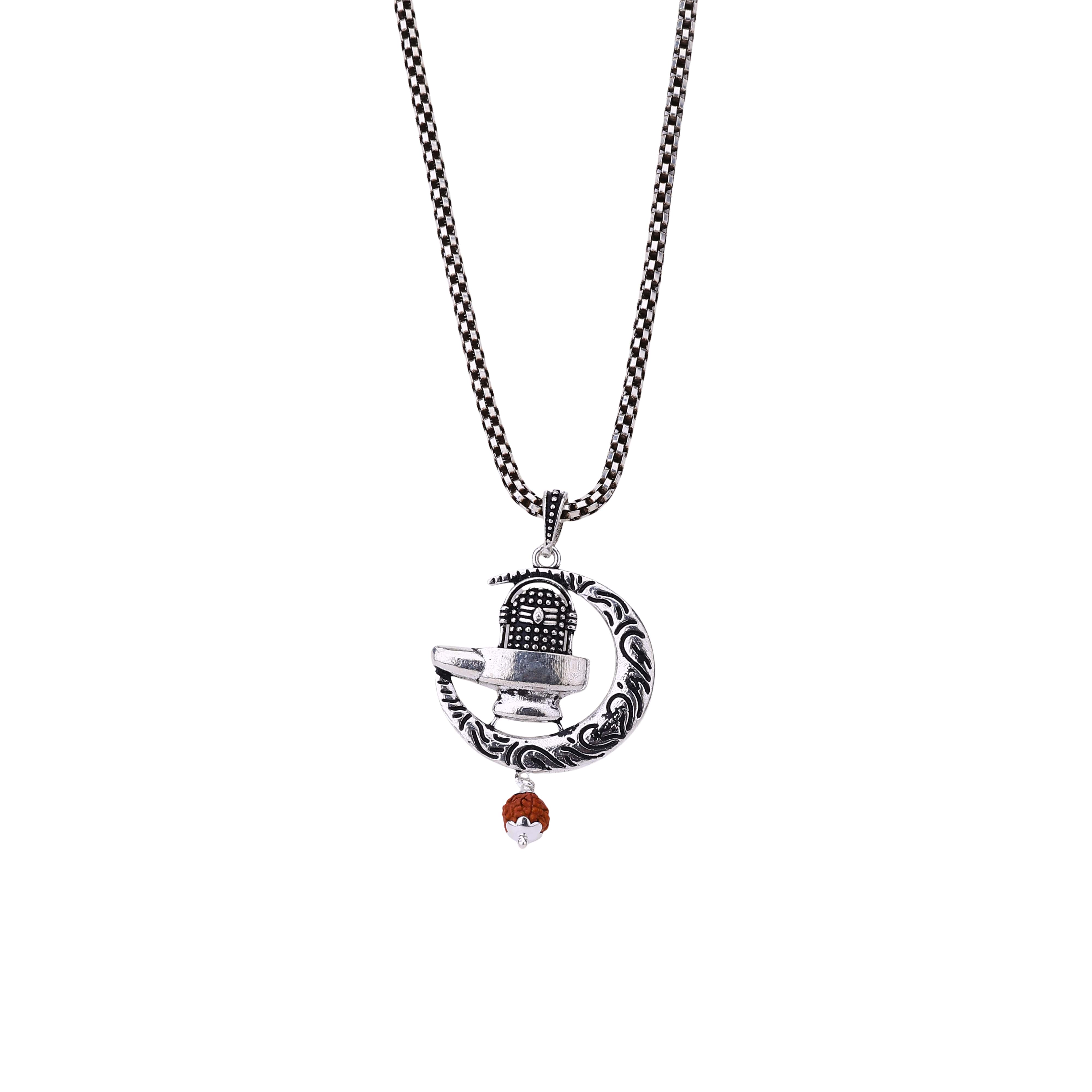 Authentic Shiva Trishul Rudraksha Silver Pendant
