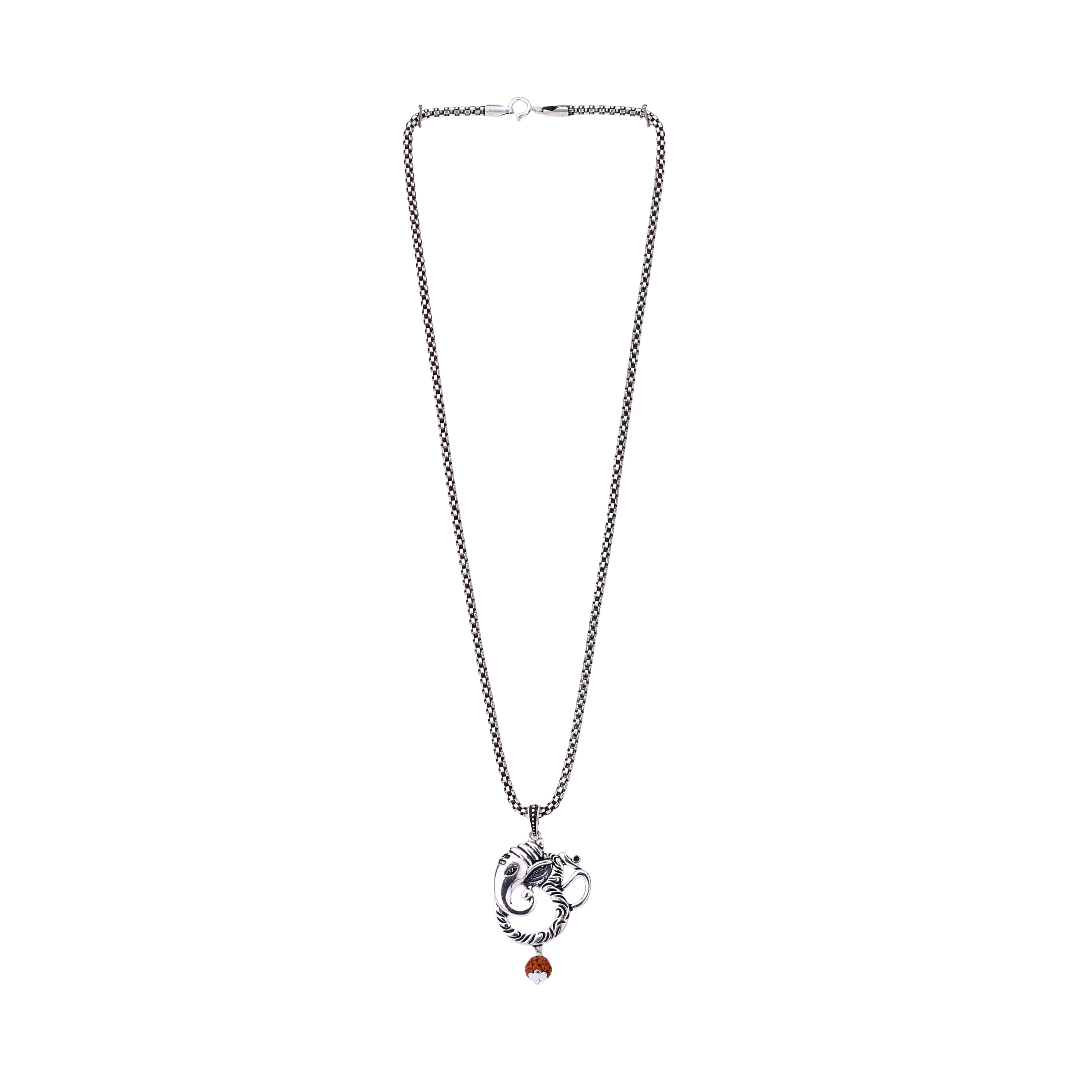 Shree Ganesh Om Rudraksha Silver Pendant