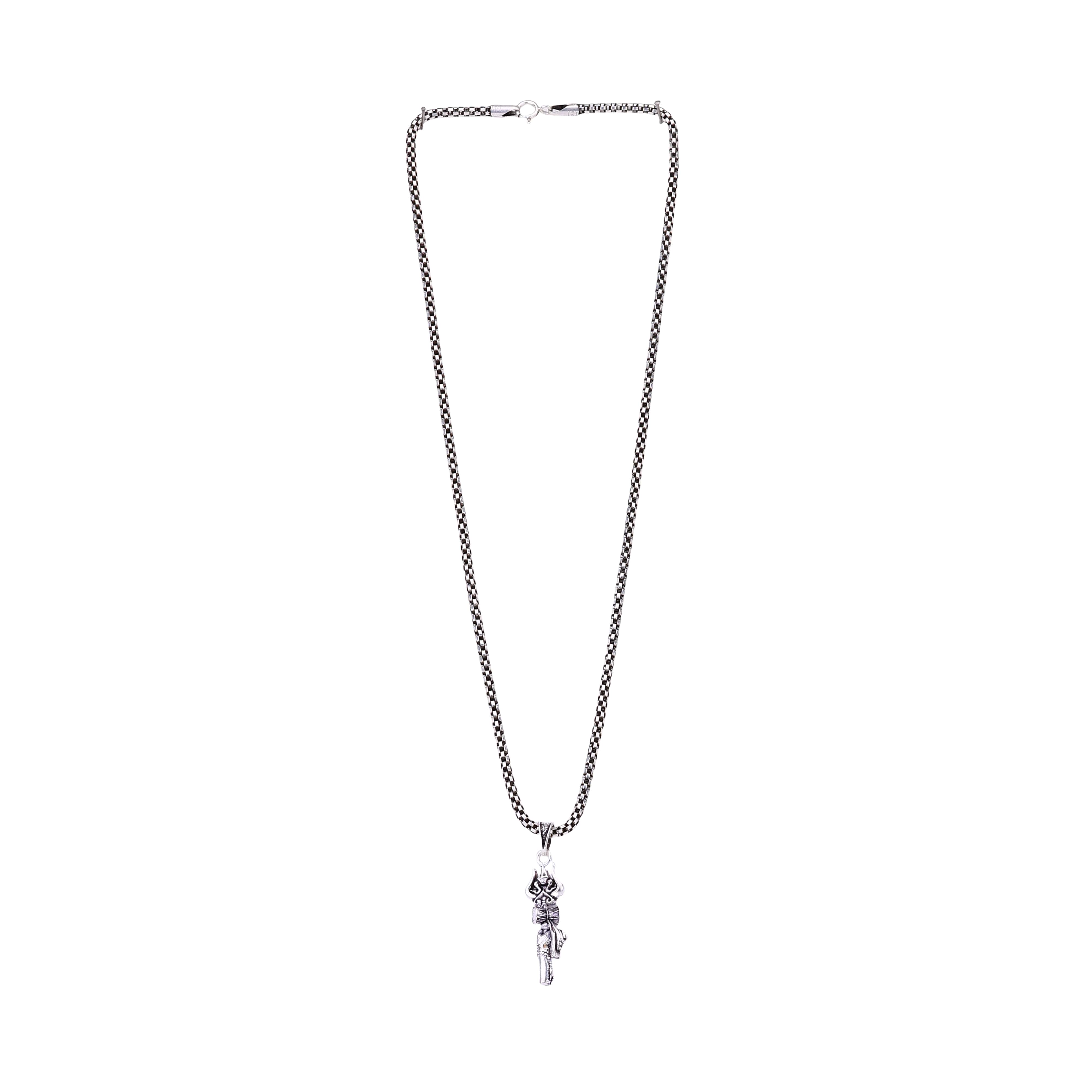 Trishul Damru Silver Pendant