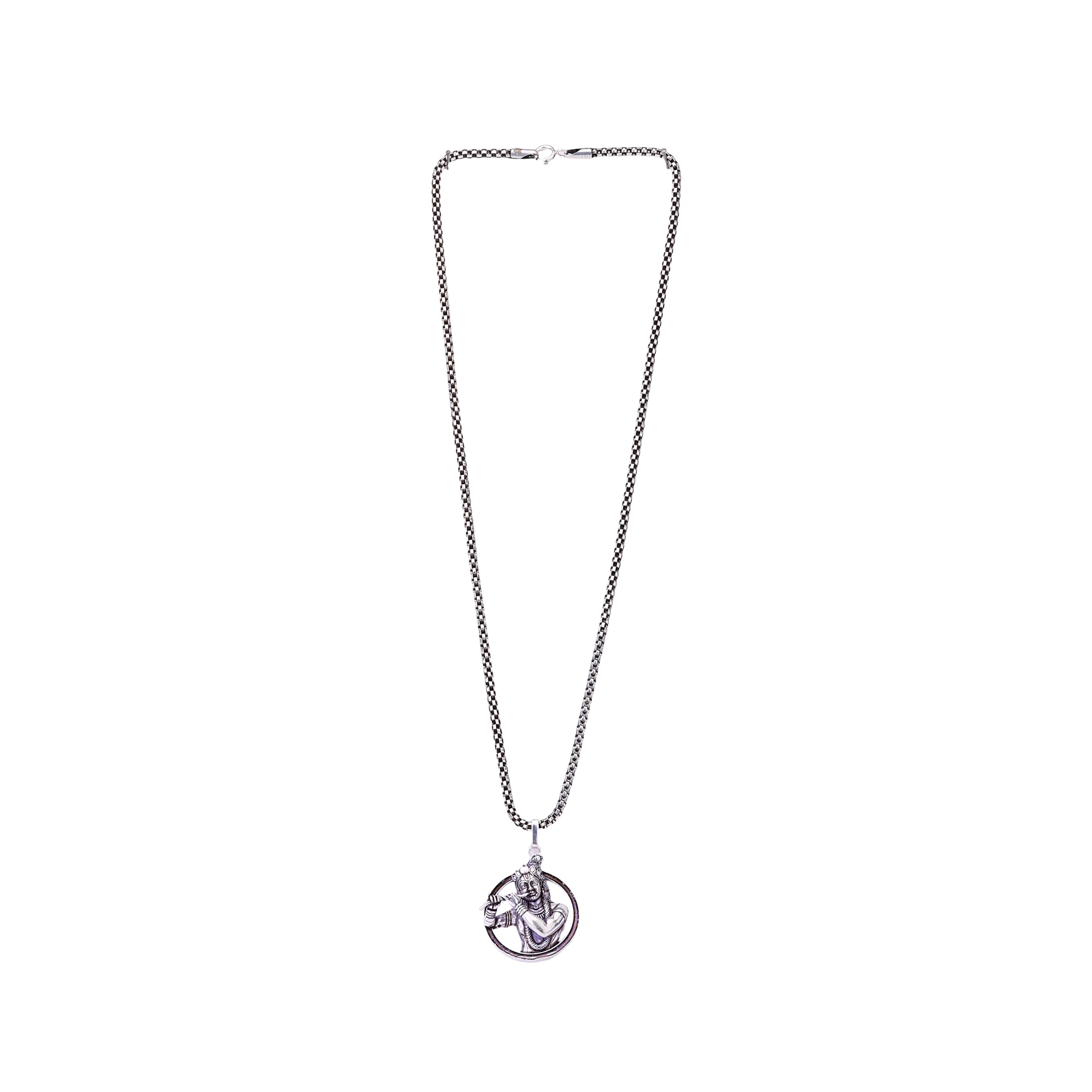 Lord Krishna Silver Pendant