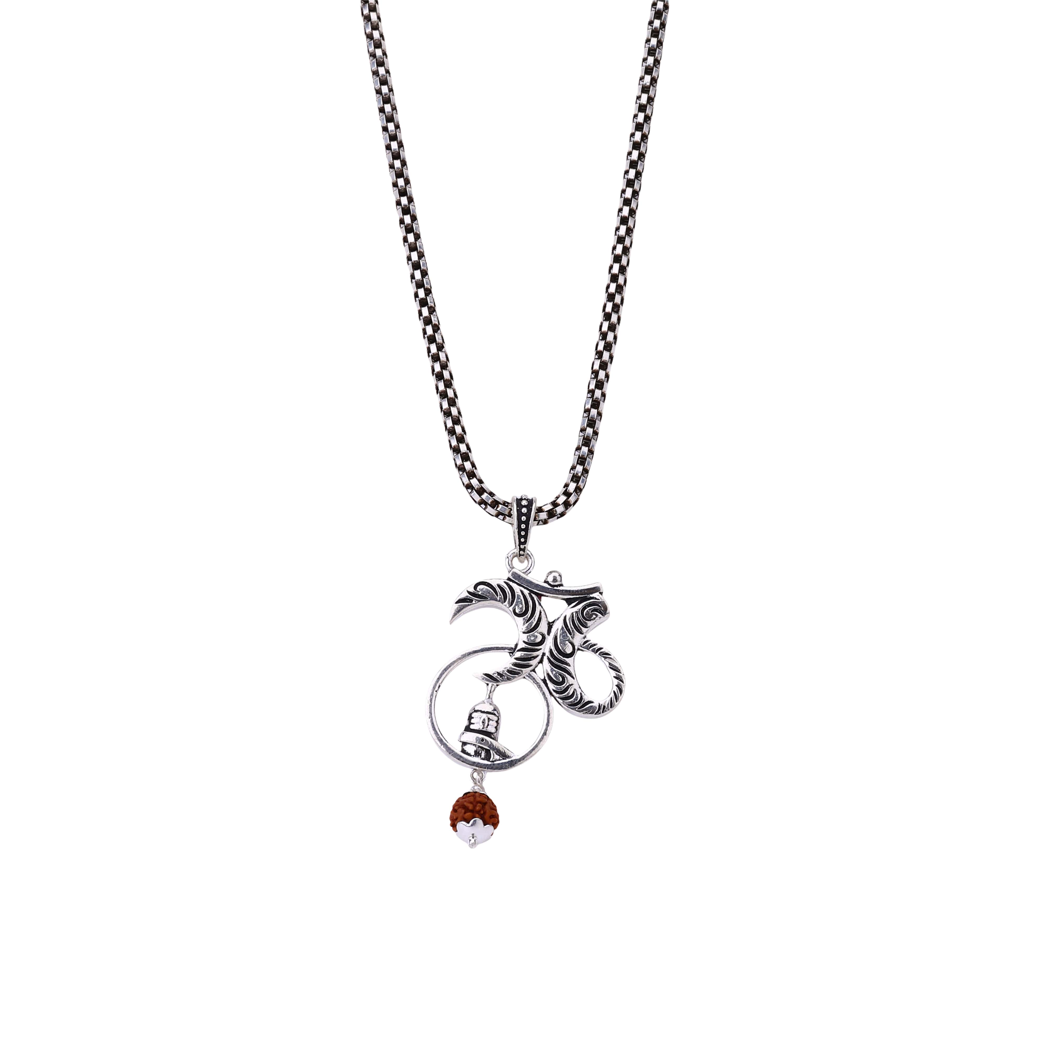 Mahadev Om Chandra Silver Pendant