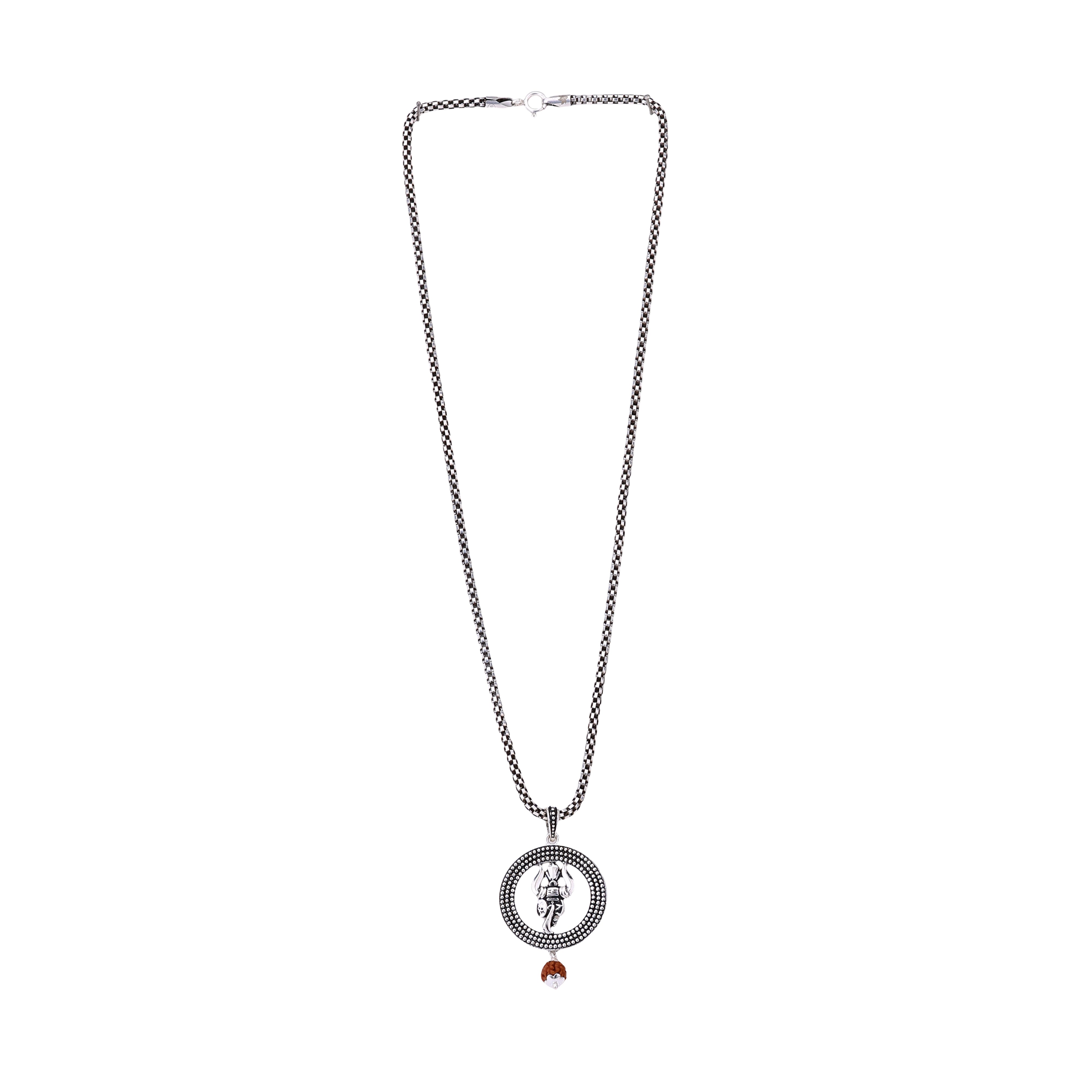 Trishul Rudraksha Silver Pendant