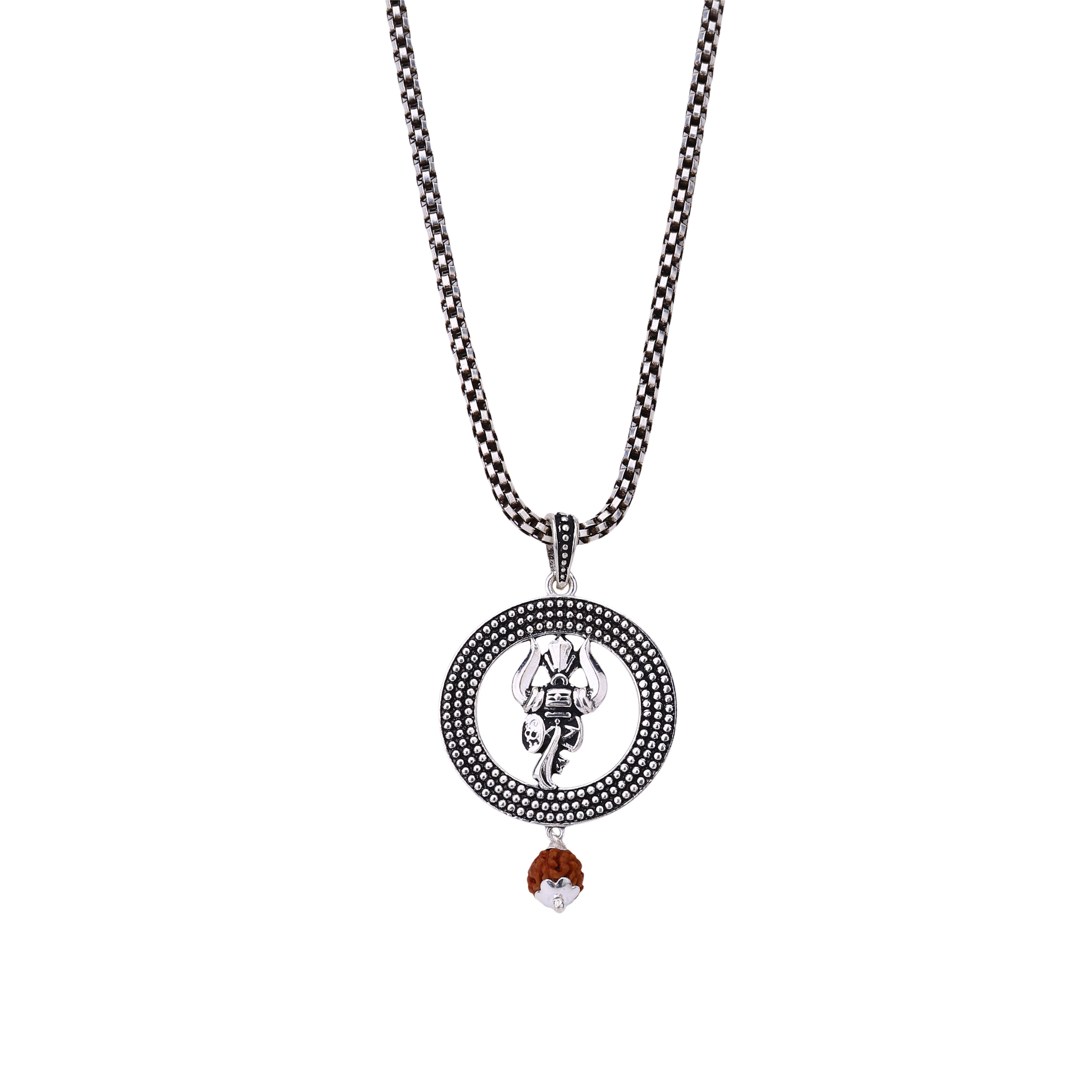 Trishul Rudraksha Silver Pendant