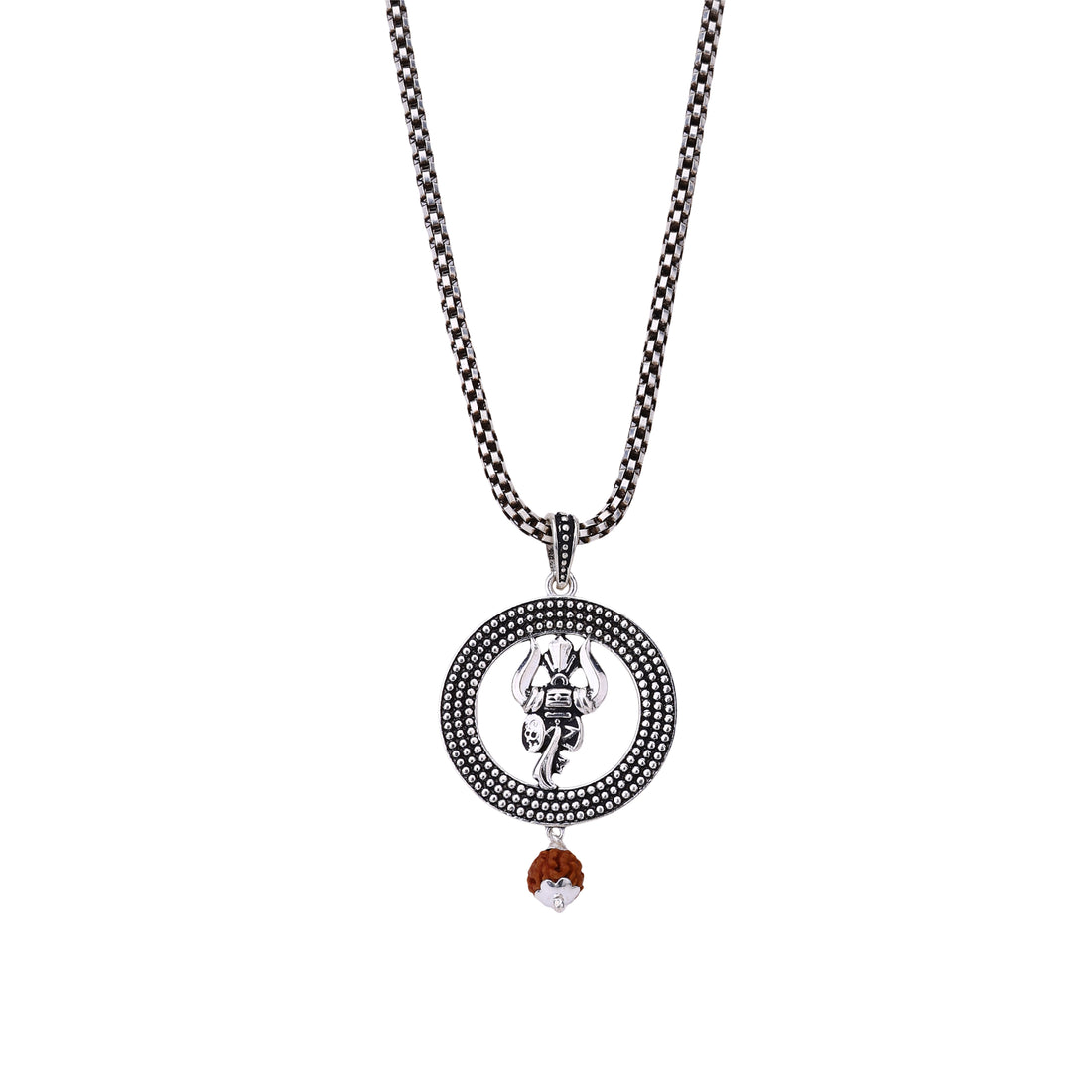 Trishul Rudraksha Silver Pendant