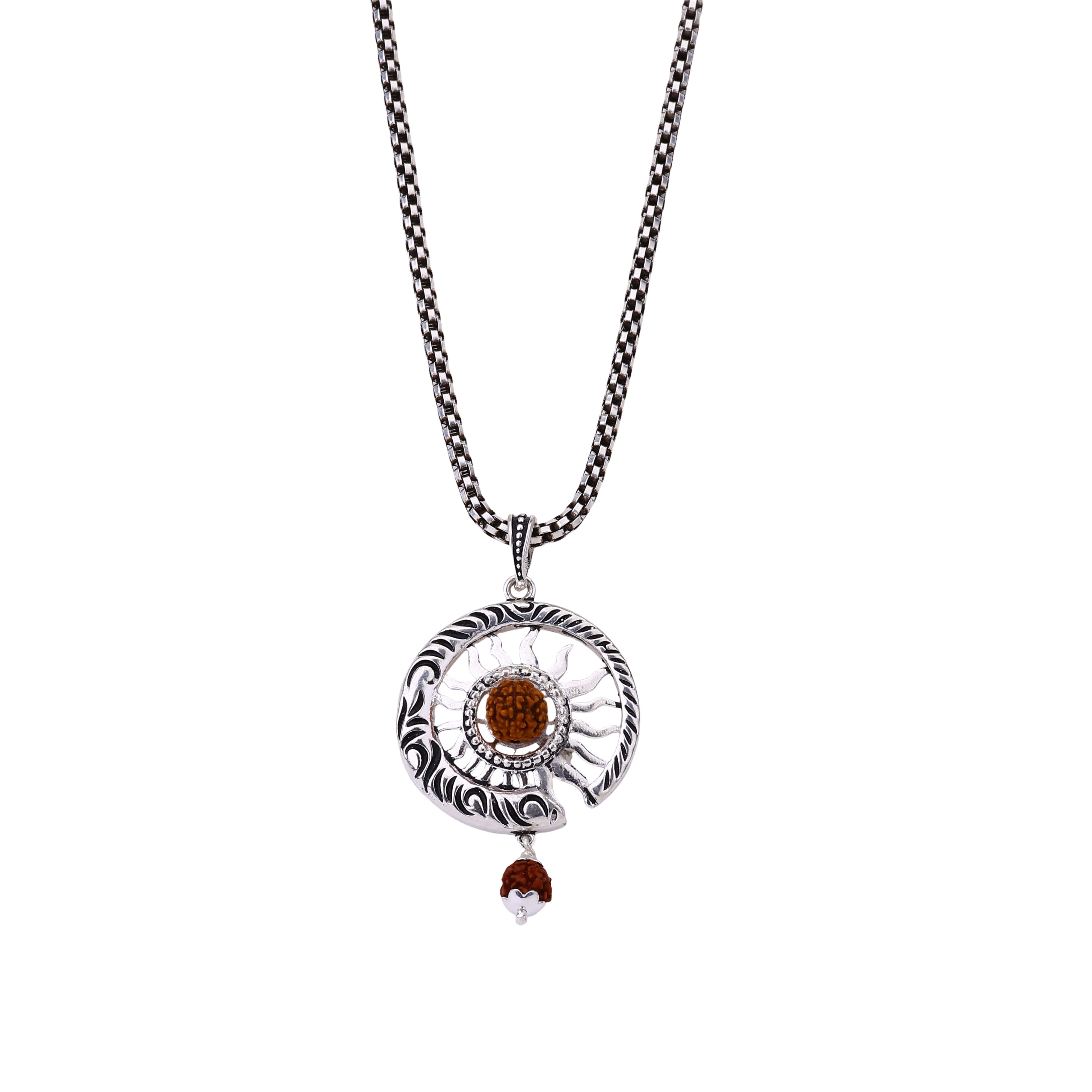 Surya Rudraksha Silver Pendant