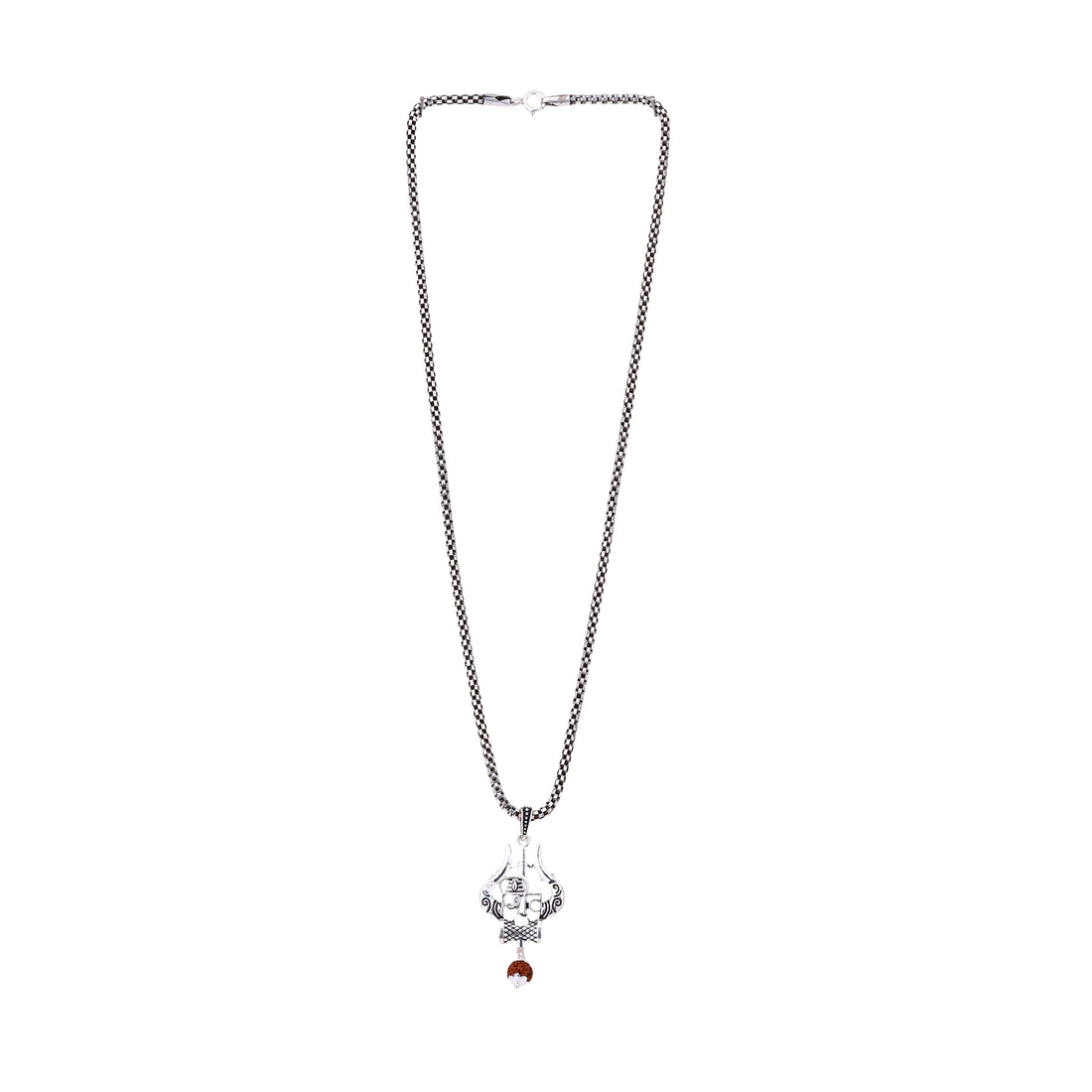 Shiva Trishul Damru with Rudraksha Silver Pendant