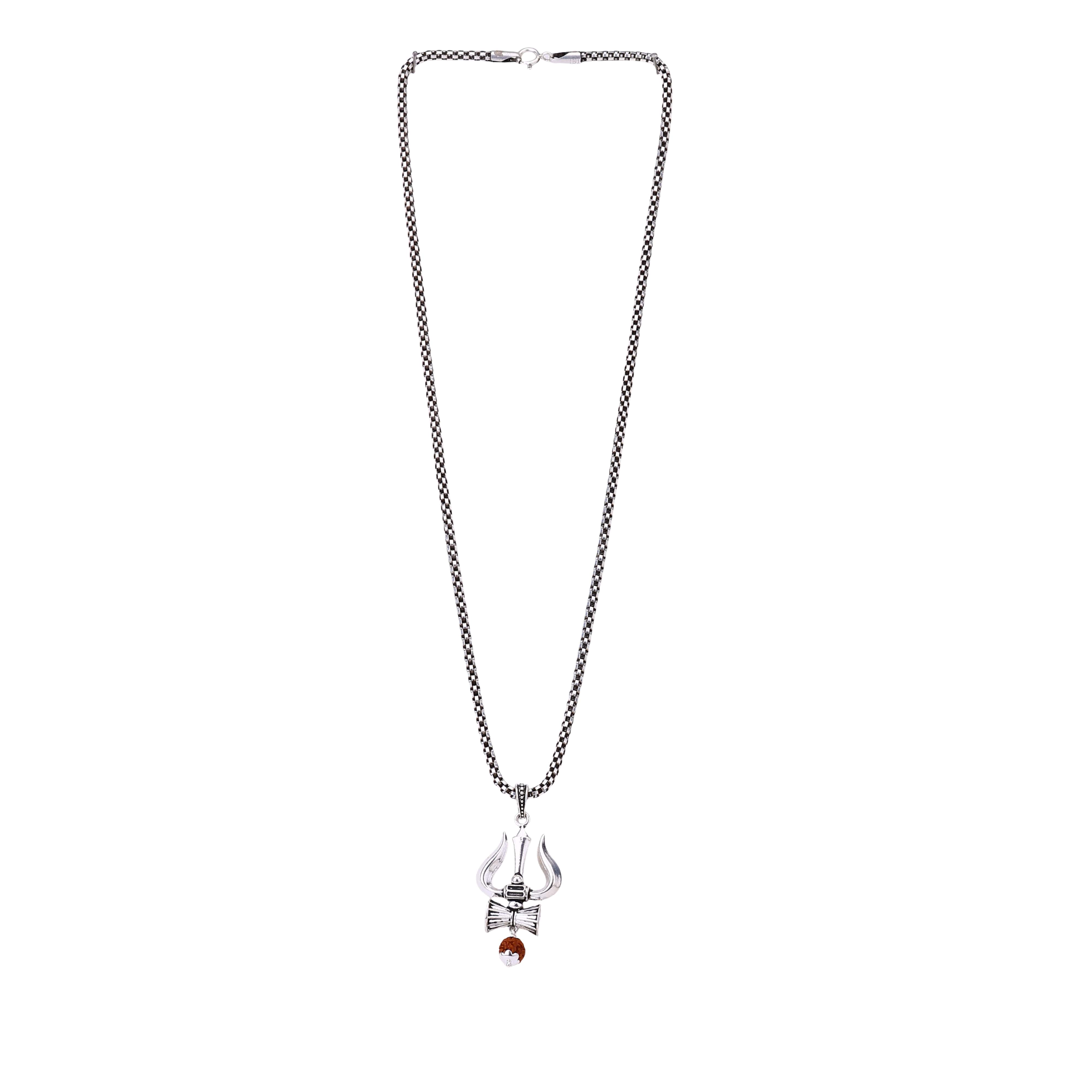 Shiva Trishul Rudraksha Silver Pendant