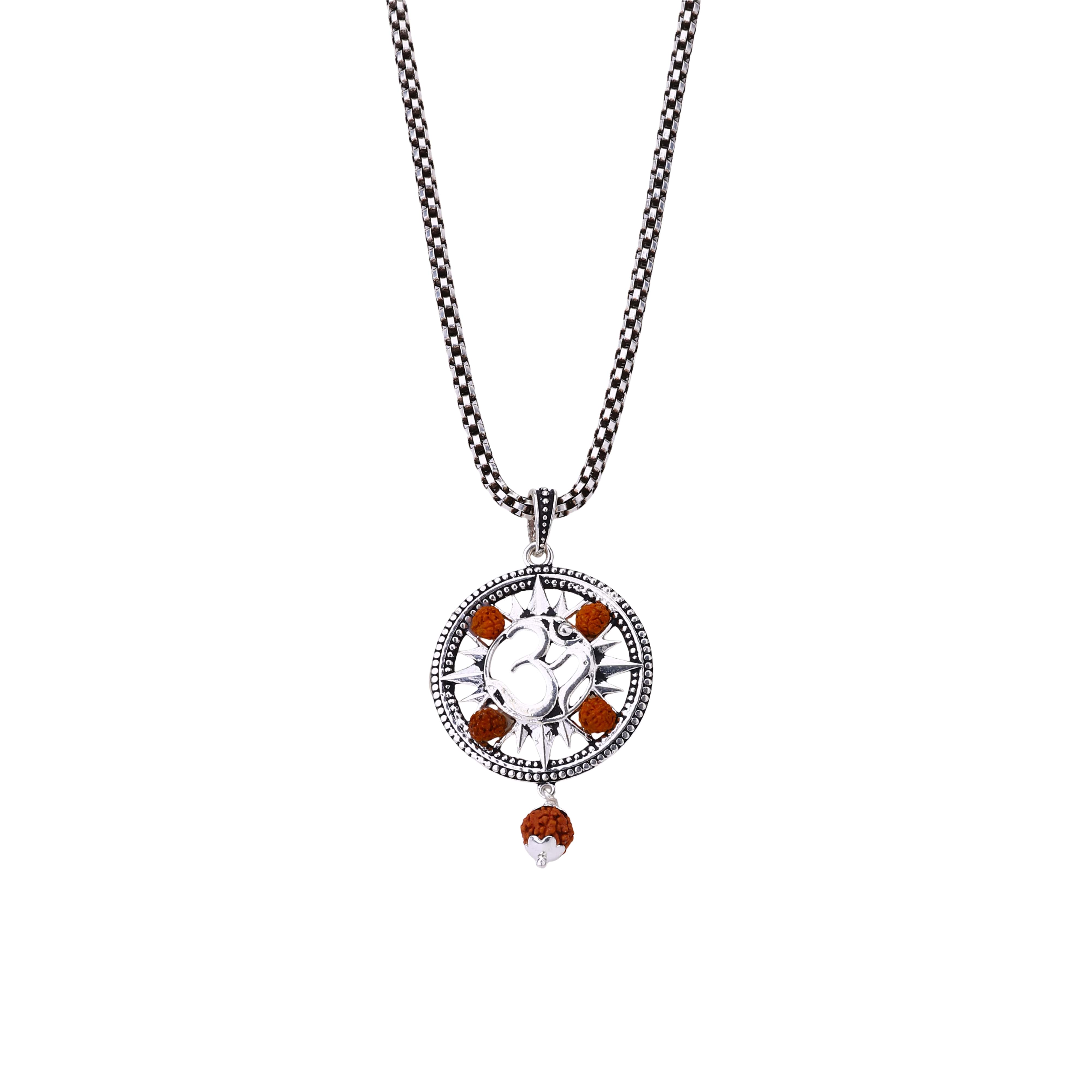 Spiritual Om Rudraksha Silver Pendant
