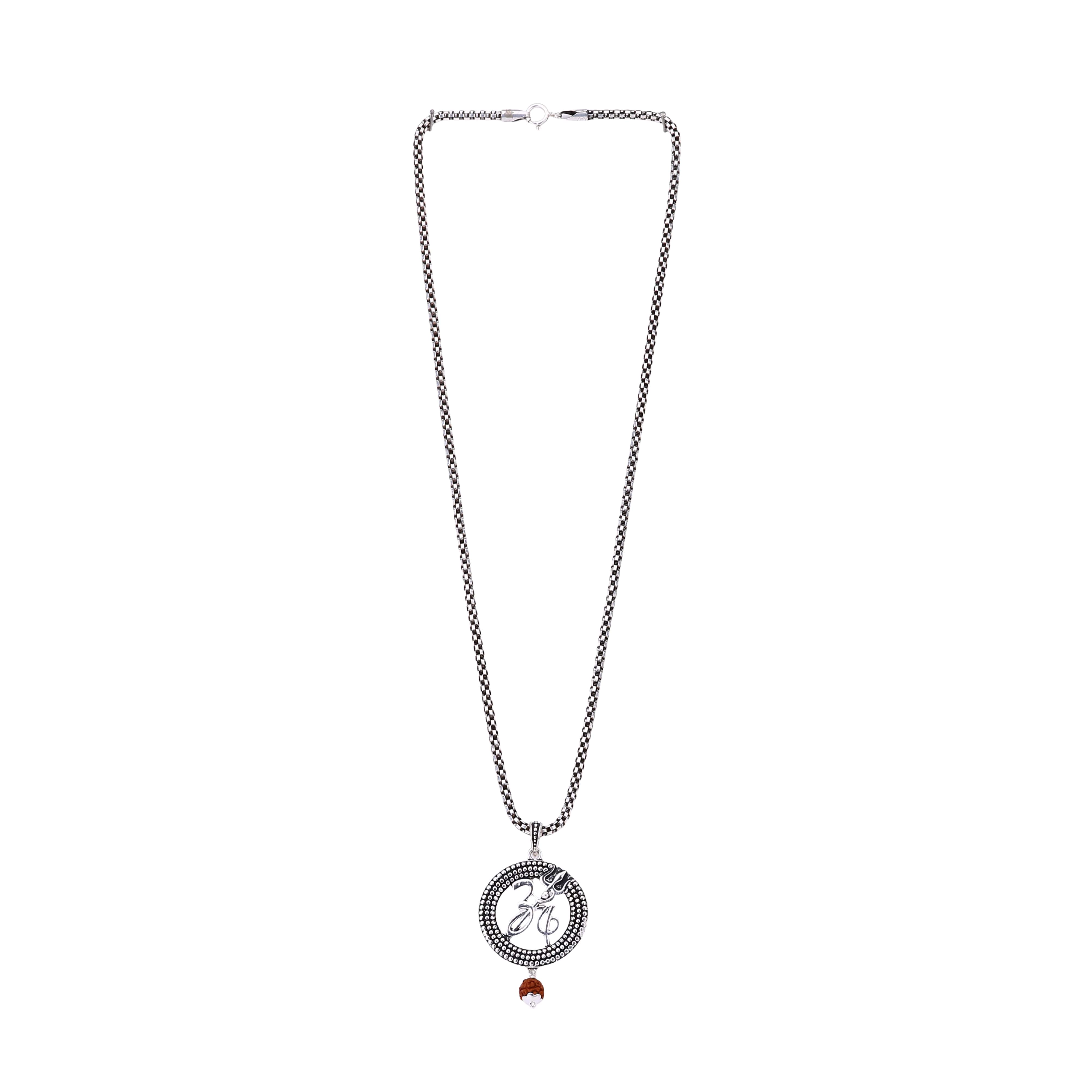 Om Trishul Rudraksha Silver Pendant