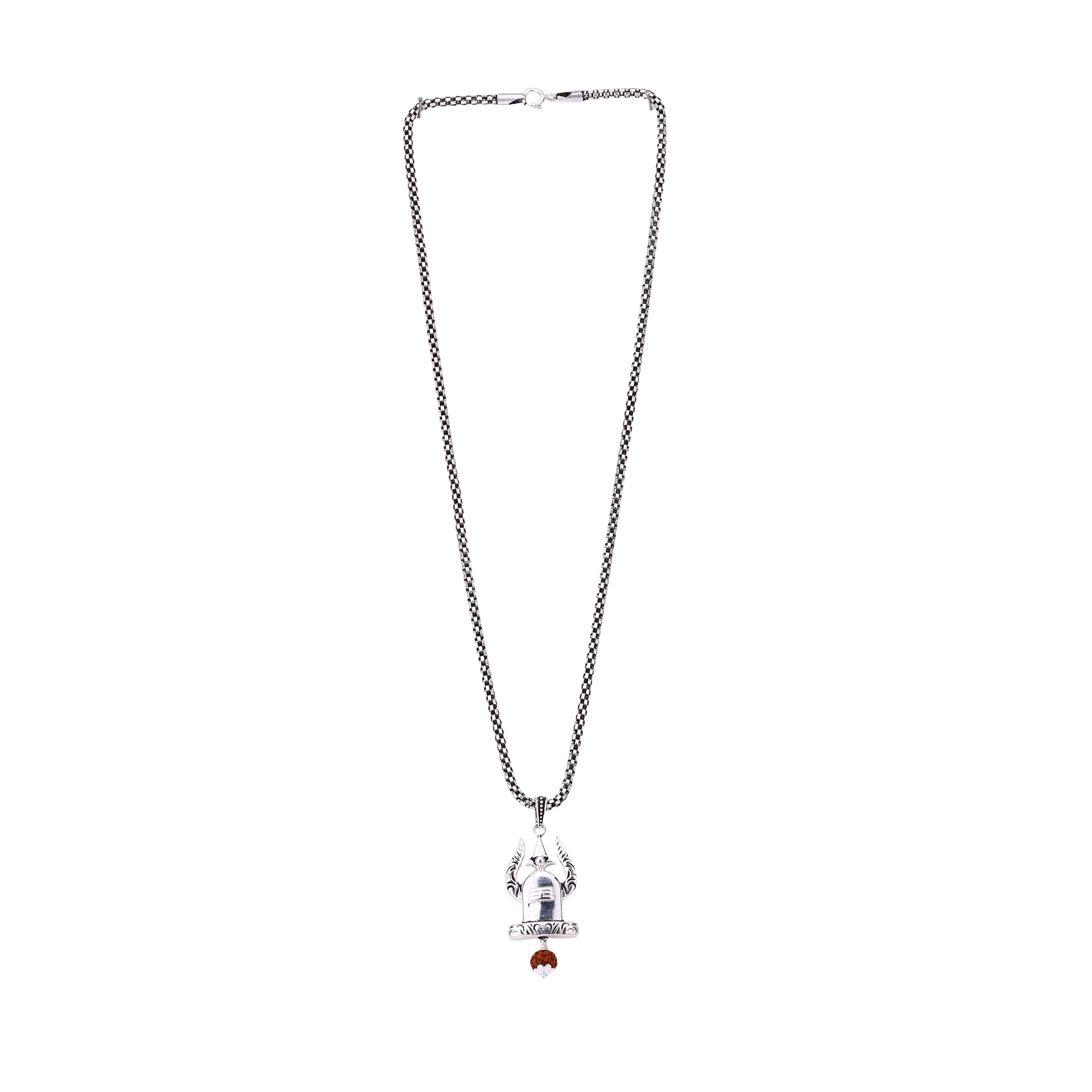 Shivling Rudraksha Silver Pendant