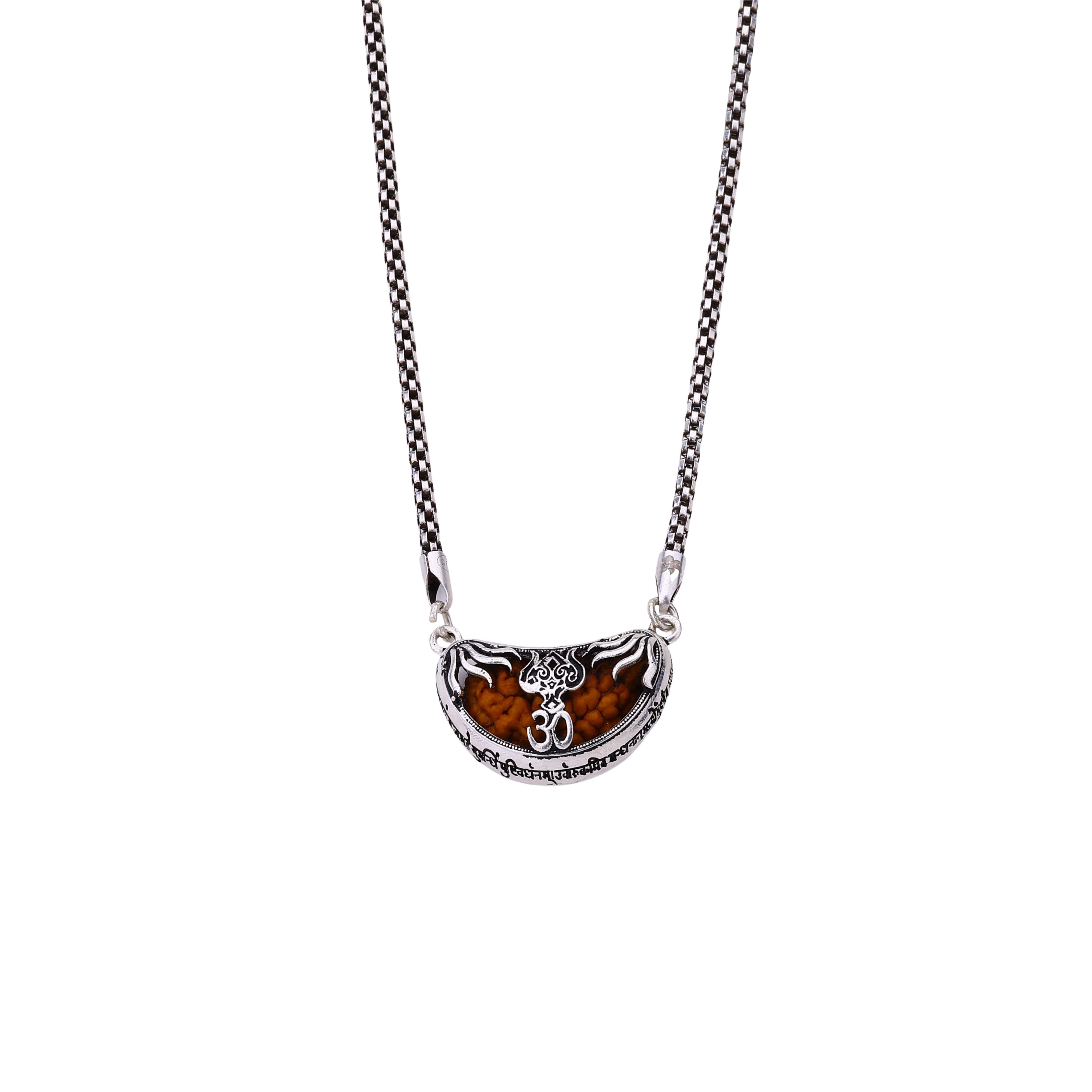1 Mukhi Rudraksha with Trishul Silver Cap Pendant
