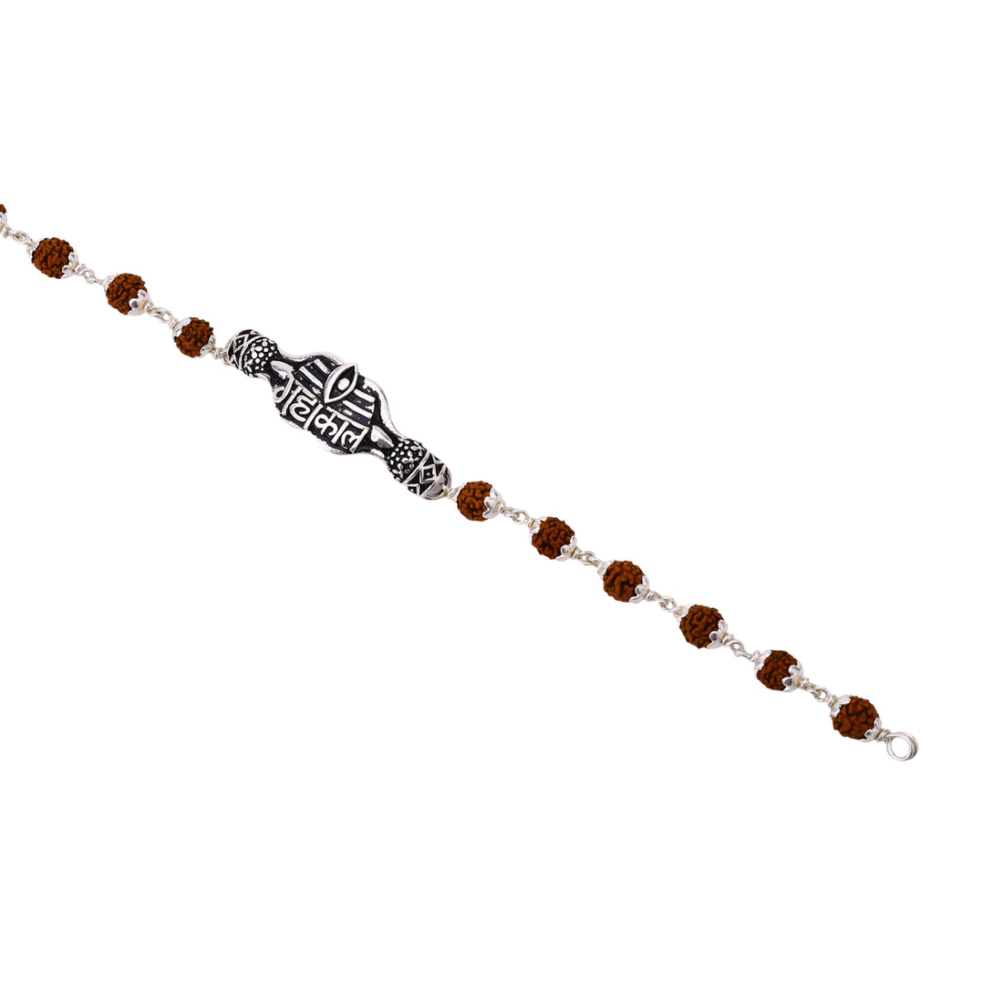 Rudraksha and Mahakal Broach Silver Bracelet