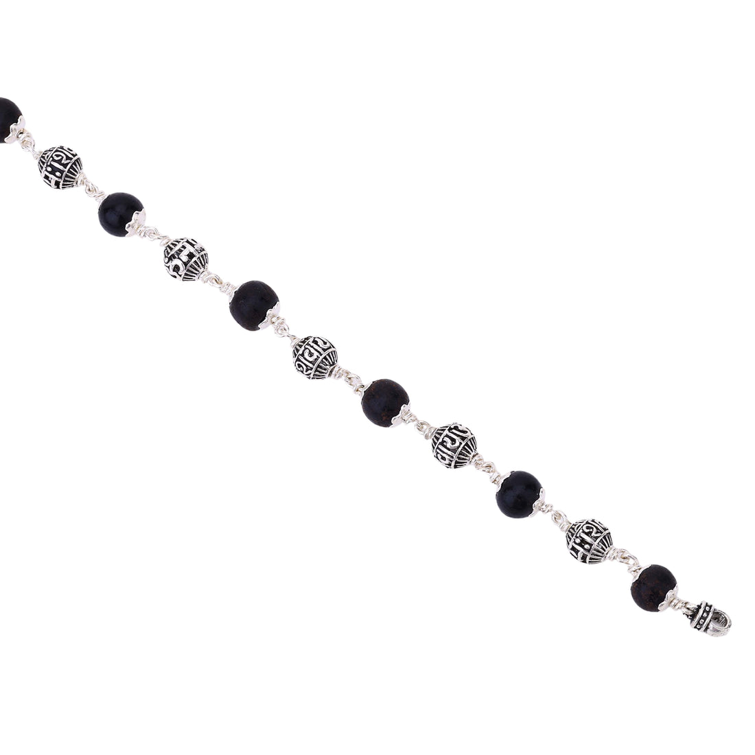 Karungali with Om Namah Shivay Silver Bracelet