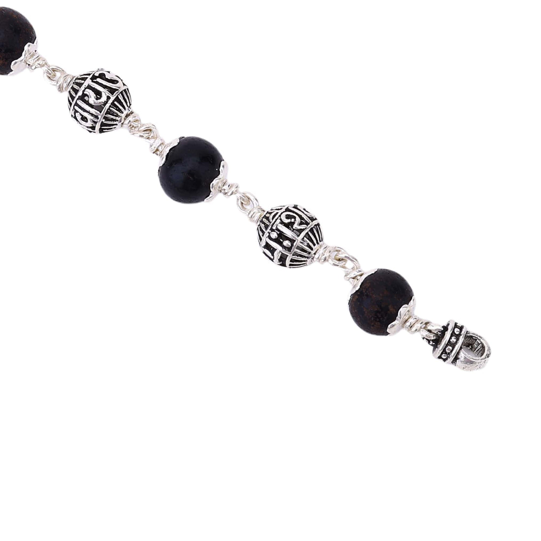 Karungali with Om Namah Shivay Silver Bracelet