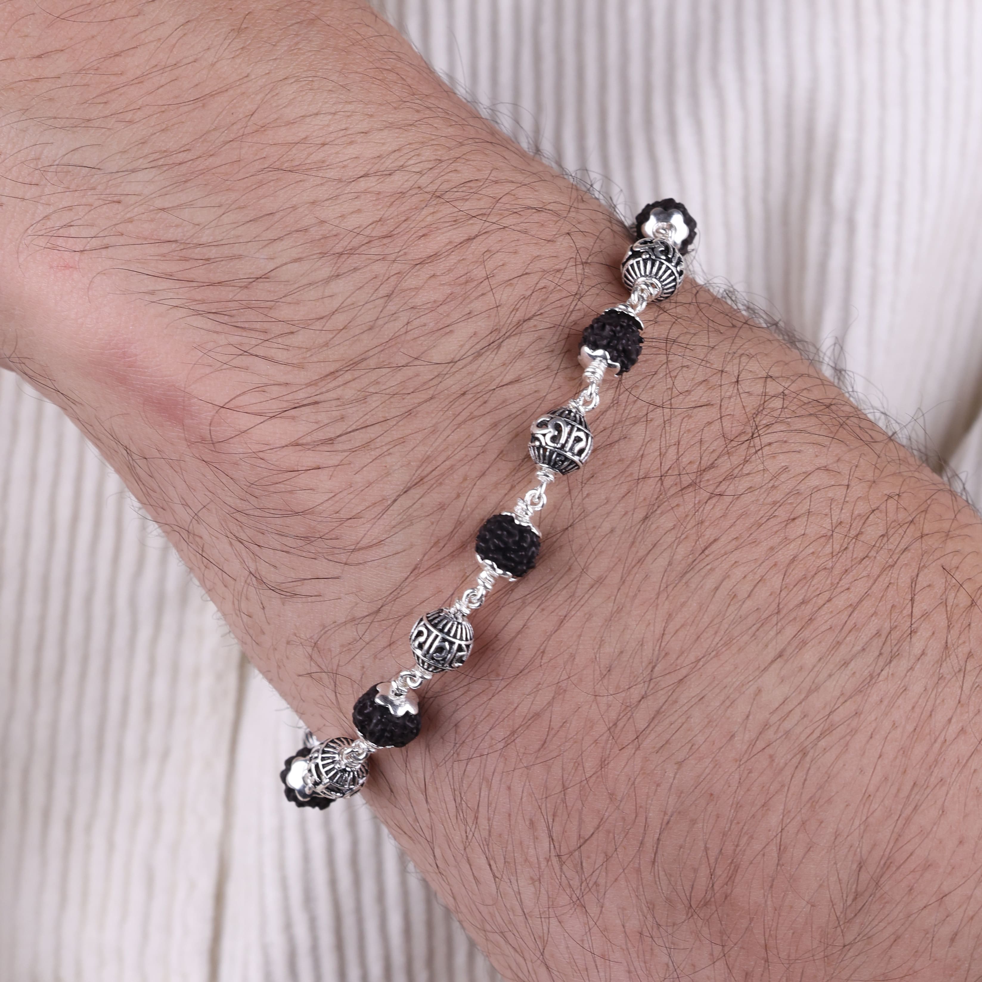 Original Karungali with Om Namah Shivay Silver Bracelet
