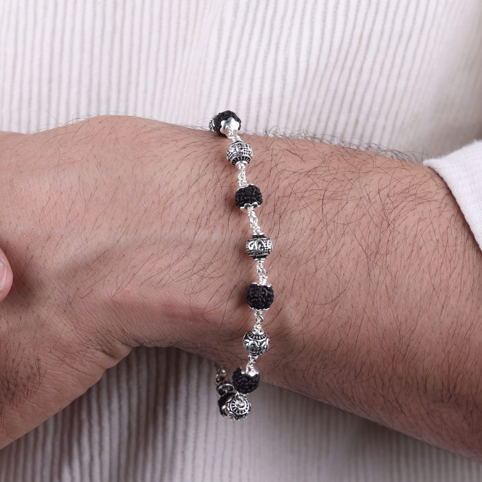 Authentic Karungali with Om Silver Bracelet