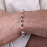 Authentic Rudraksha Silver Bracelet with Rounded Square Frames