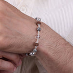 Original Rudraksha with Sphatik Diamond Cut and Om Silver Beads Bracelet