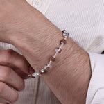 Original Rudraksha with Sphatik Diamond Cut Beads Silver Bracelet