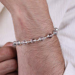Sphatik Diamond Cut Beads Silver Bracelet