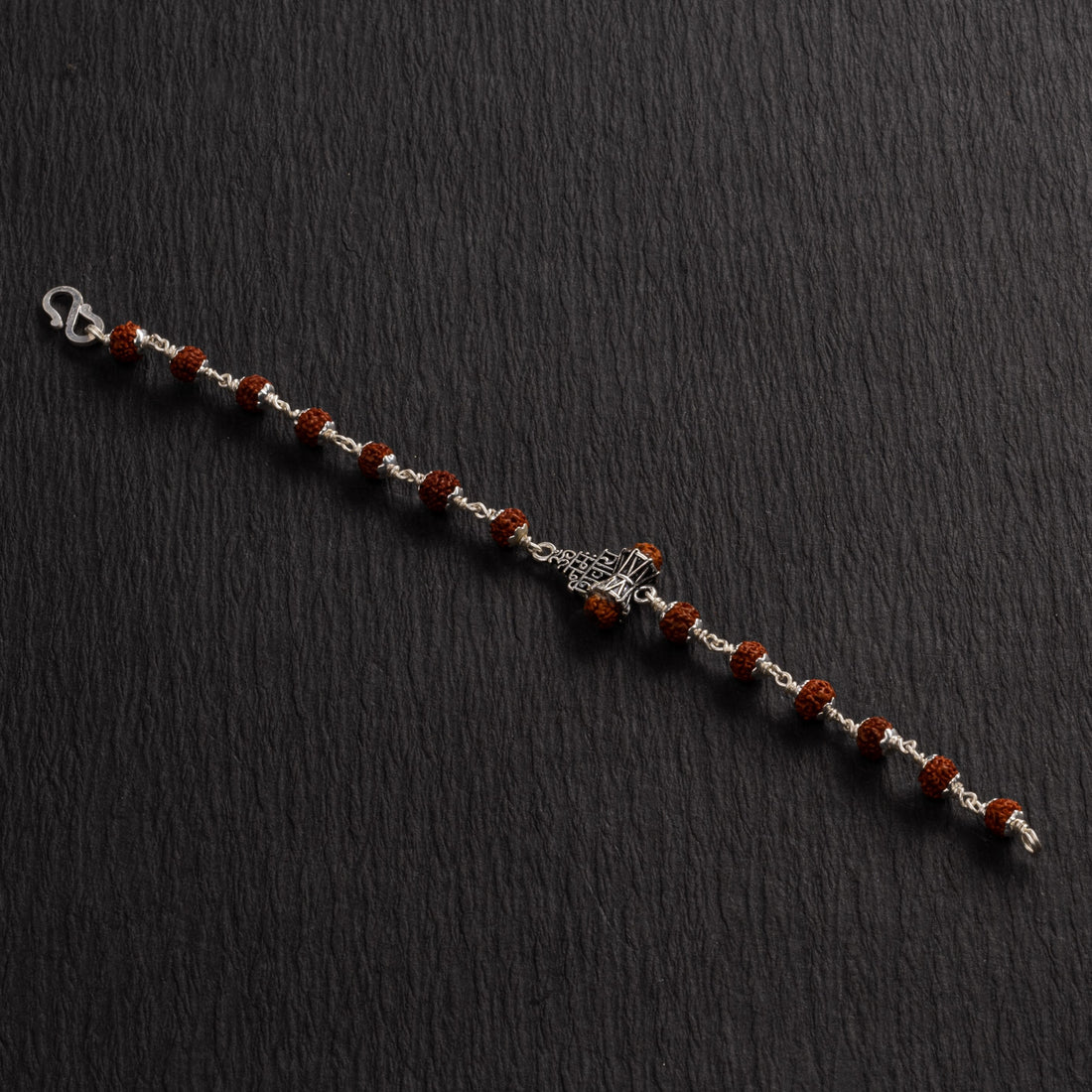 Rudraksha Silver Om Namah Shivaya Bracelet