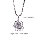Maa Durga Silver Pendant