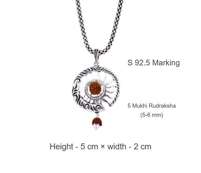 Surya Rudraksha Silver Pendant