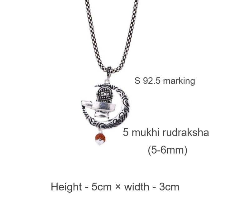 Authentic Shiva Trishul Rudraksha Silver Pendant