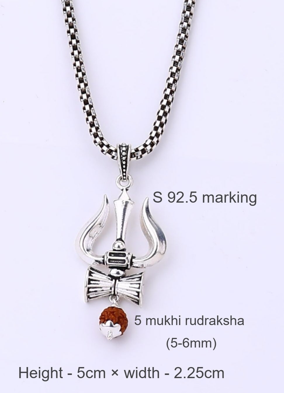 Shiva Trishul Rudraksha Silver Pendant – Prinjal Jewels