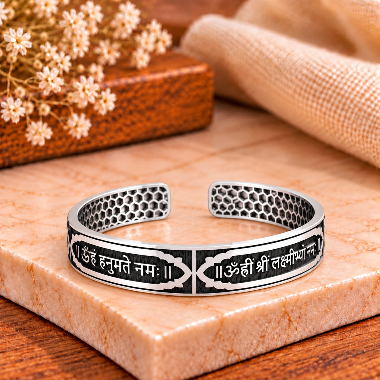 Hanuman Mantra Silver Kada