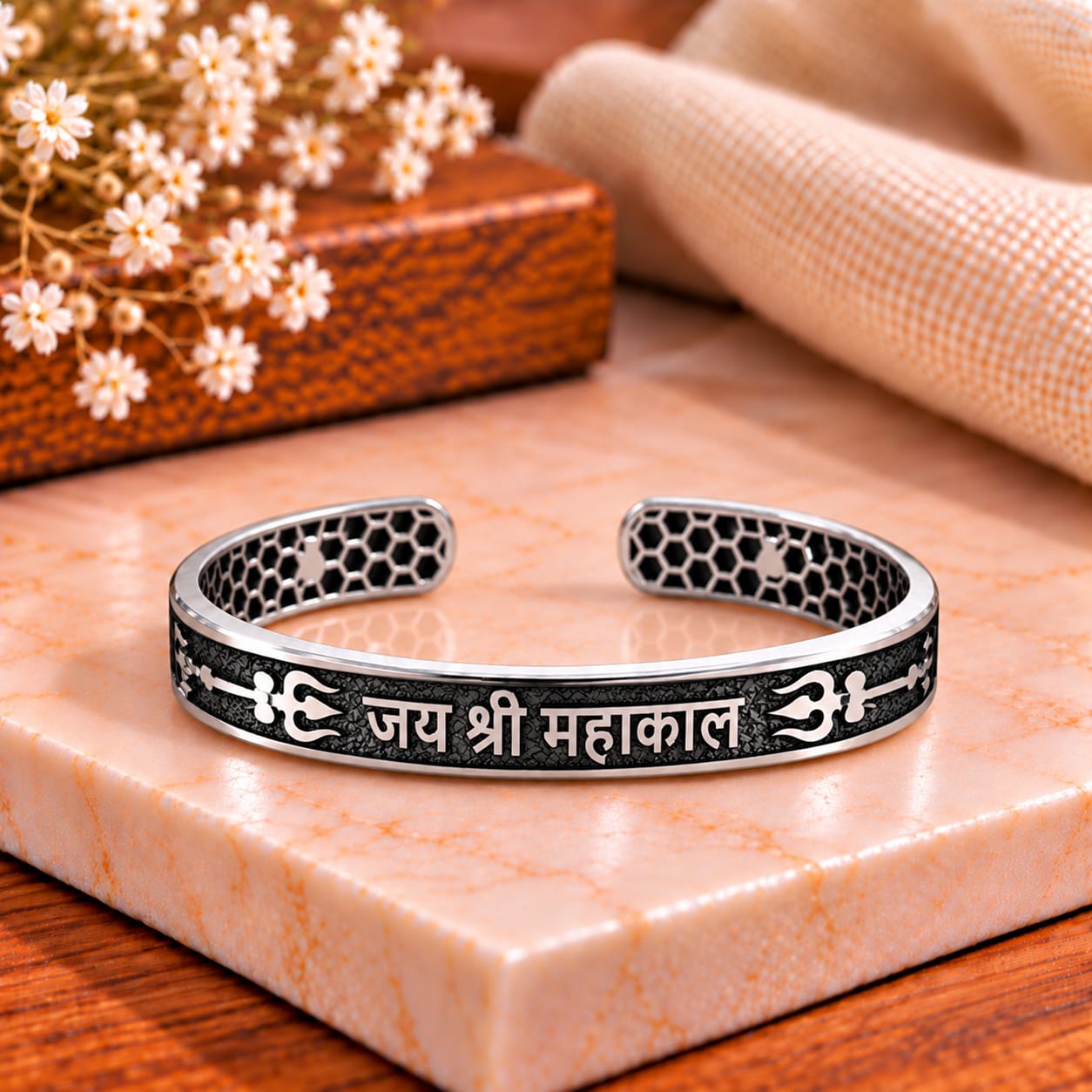 Jay Shree Mahakal Silver Kada