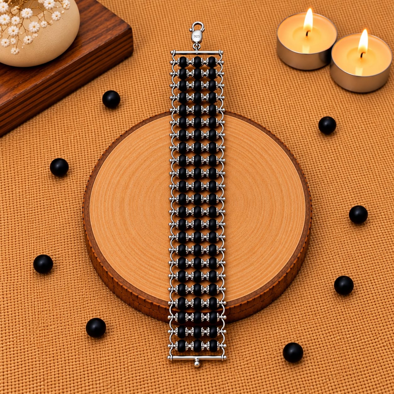 Karungali  Three  Line  Bracelet