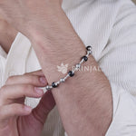 Karungali with Heavy Bead Silver Bracelet