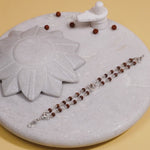 Rudraksha Silver Tortoise Symbol Double Line Bracelet