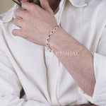 Rudraksha Silver Bracelet with Rounded Square Frames