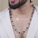 Karungali Silver Mala with Perforated Oval Beads