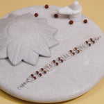Rudraksha Silver Three Brooch Goga double line bracelet